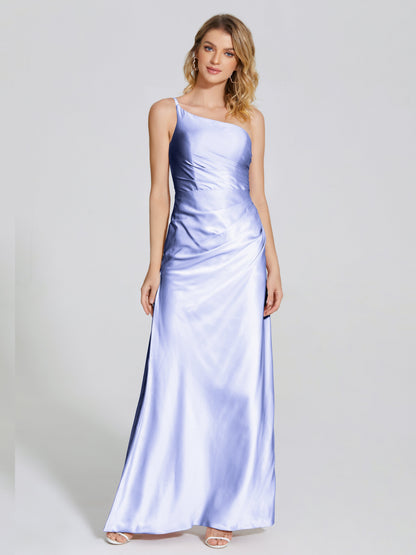 Angela One-Shoulder Sheath Soft Satin Bridesmaid Dress