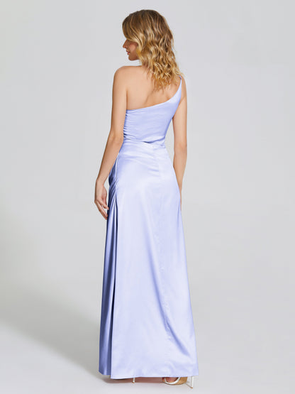 Angela One-Shoulder Sheath Soft Satin Bridesmaid Dress
