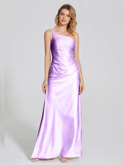 Angela One-Shoulder Sheath Soft Satin Bridesmaid Dress