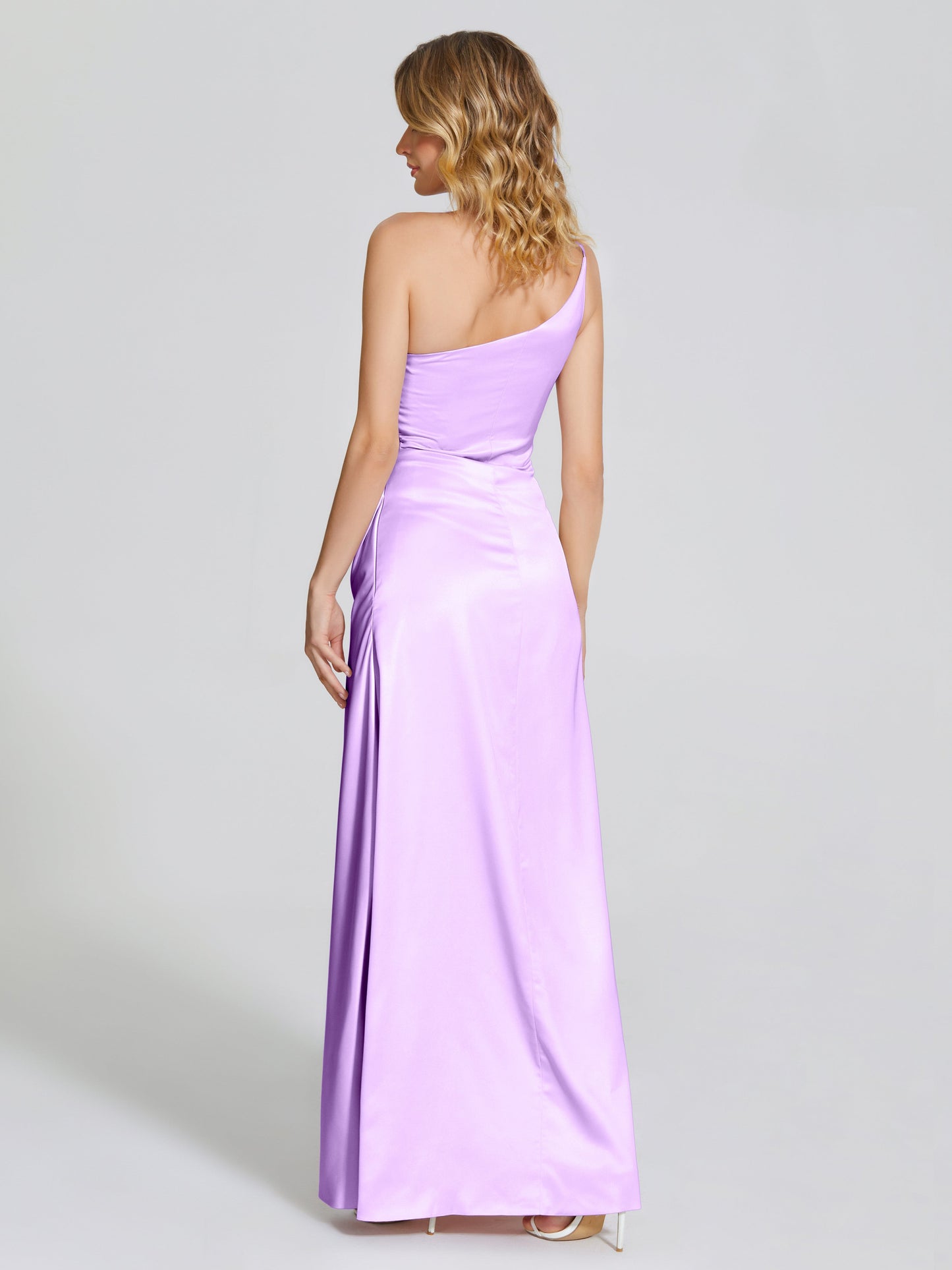 Angela One-Shoulder Sheath Soft Satin Bridesmaid Dress
