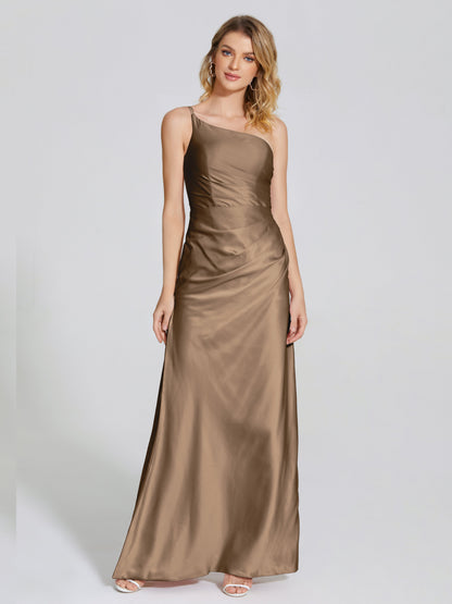 Angela One-Shoulder Sheath Soft Satin Bridesmaid Dress