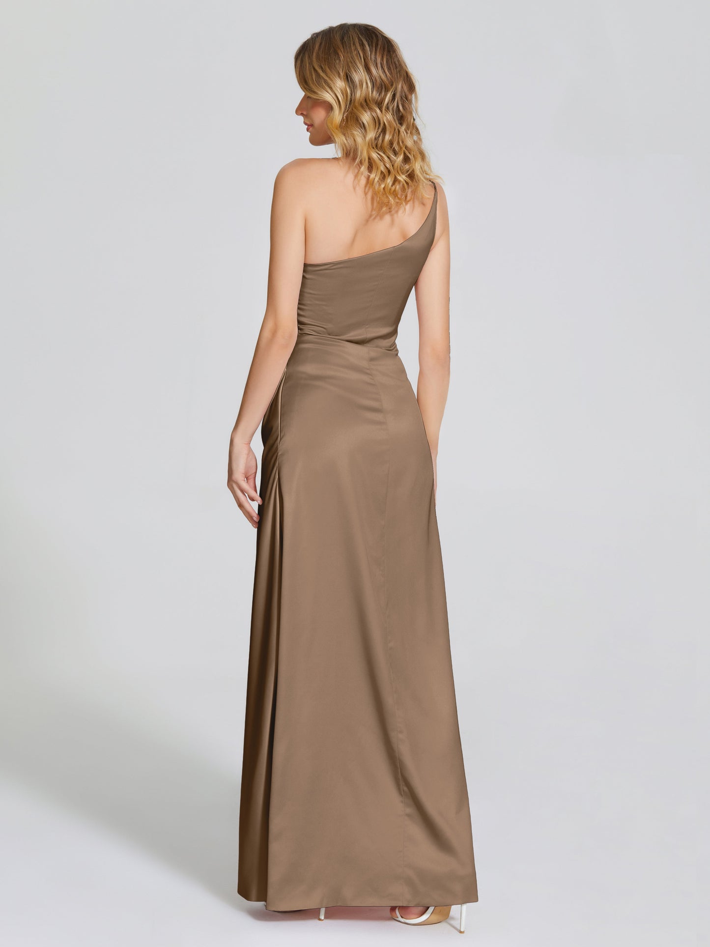 Angela One-Shoulder Sheath Soft Satin Bridesmaid Dress
