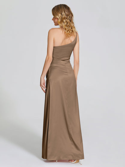 Angela One-Shoulder Sheath Soft Satin Bridesmaid Dress