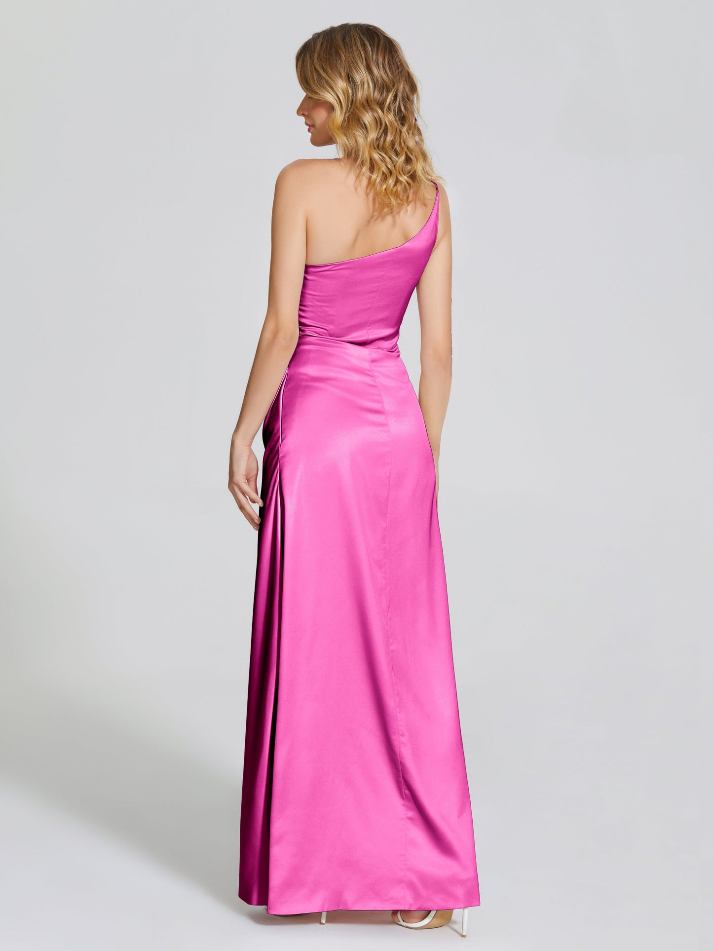 Angela One-Shoulder Sheath Soft Satin Bridesmaid Dress