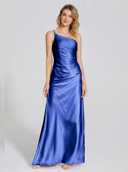 Angela One-Shoulder Sheath Soft Satin Bridesmaid Dress
