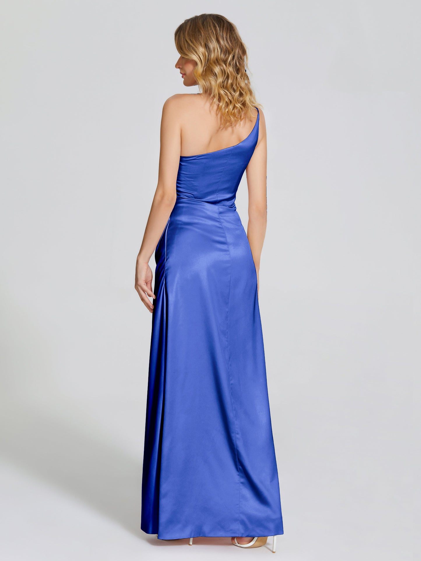 Angela One-Shoulder Sheath Soft Satin Bridesmaid Dress