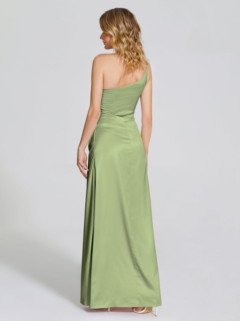 Angela One-Shoulder Sheath Soft Satin Bridesmaid Dress