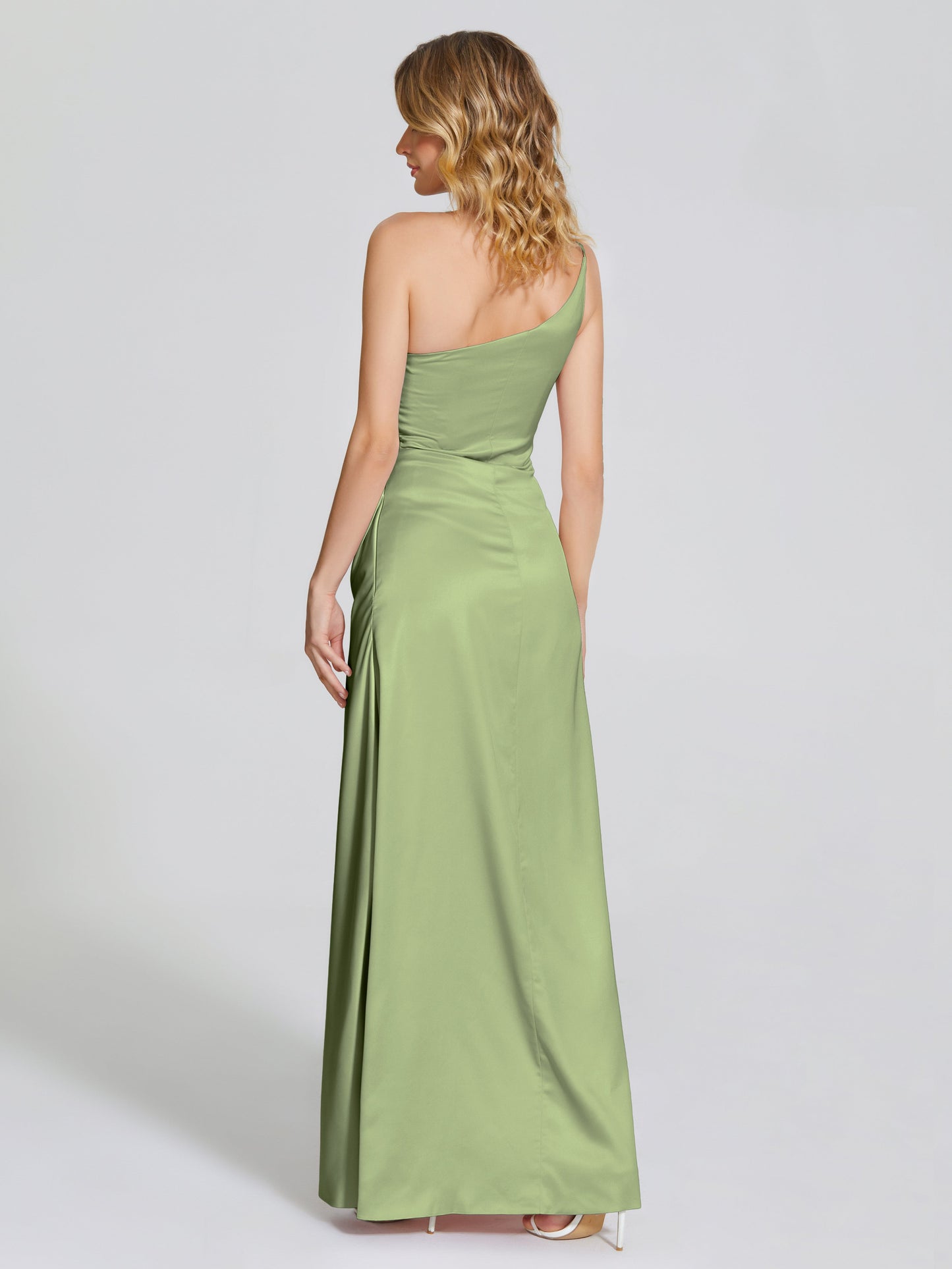 Angela One-Shoulder Sheath Soft Satin Bridesmaid Dress