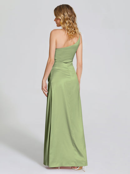 Angela One-Shoulder Sheath Soft Satin Bridesmaid Dress