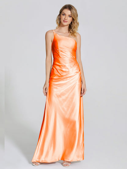 Angela One-Shoulder Sheath Soft Satin Bridesmaid Dress