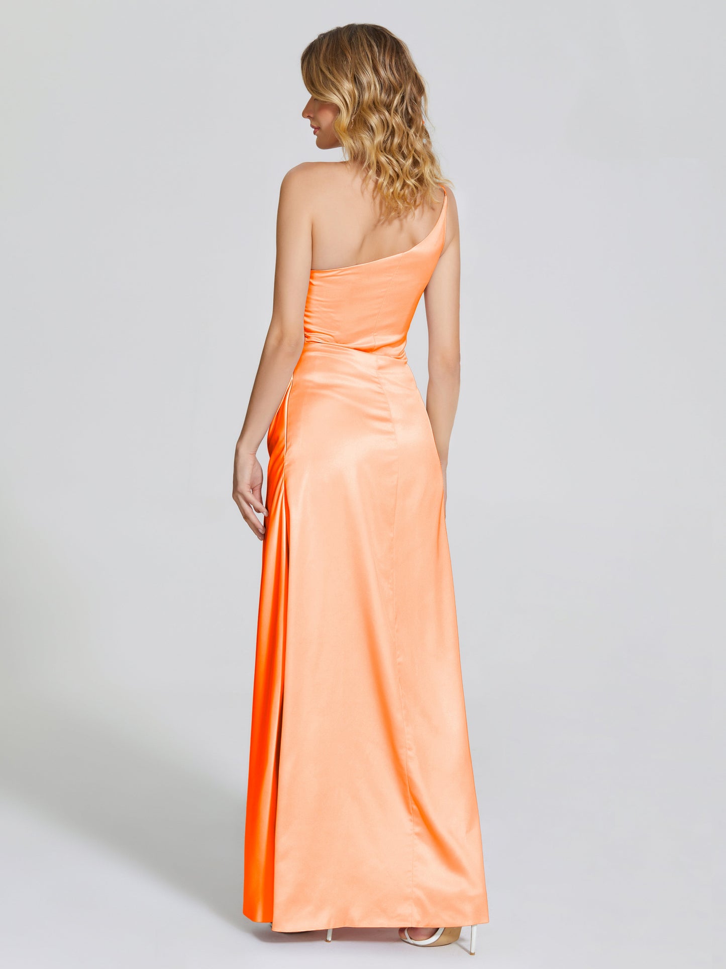 Angela One-Shoulder Sheath Soft Satin Bridesmaid Dress