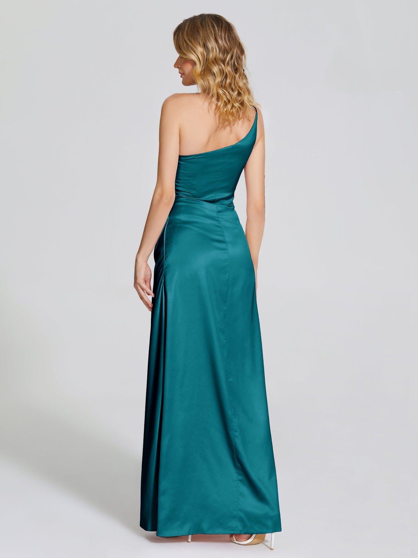 Angela One-Shoulder Sheath Soft Satin Bridesmaid Dress