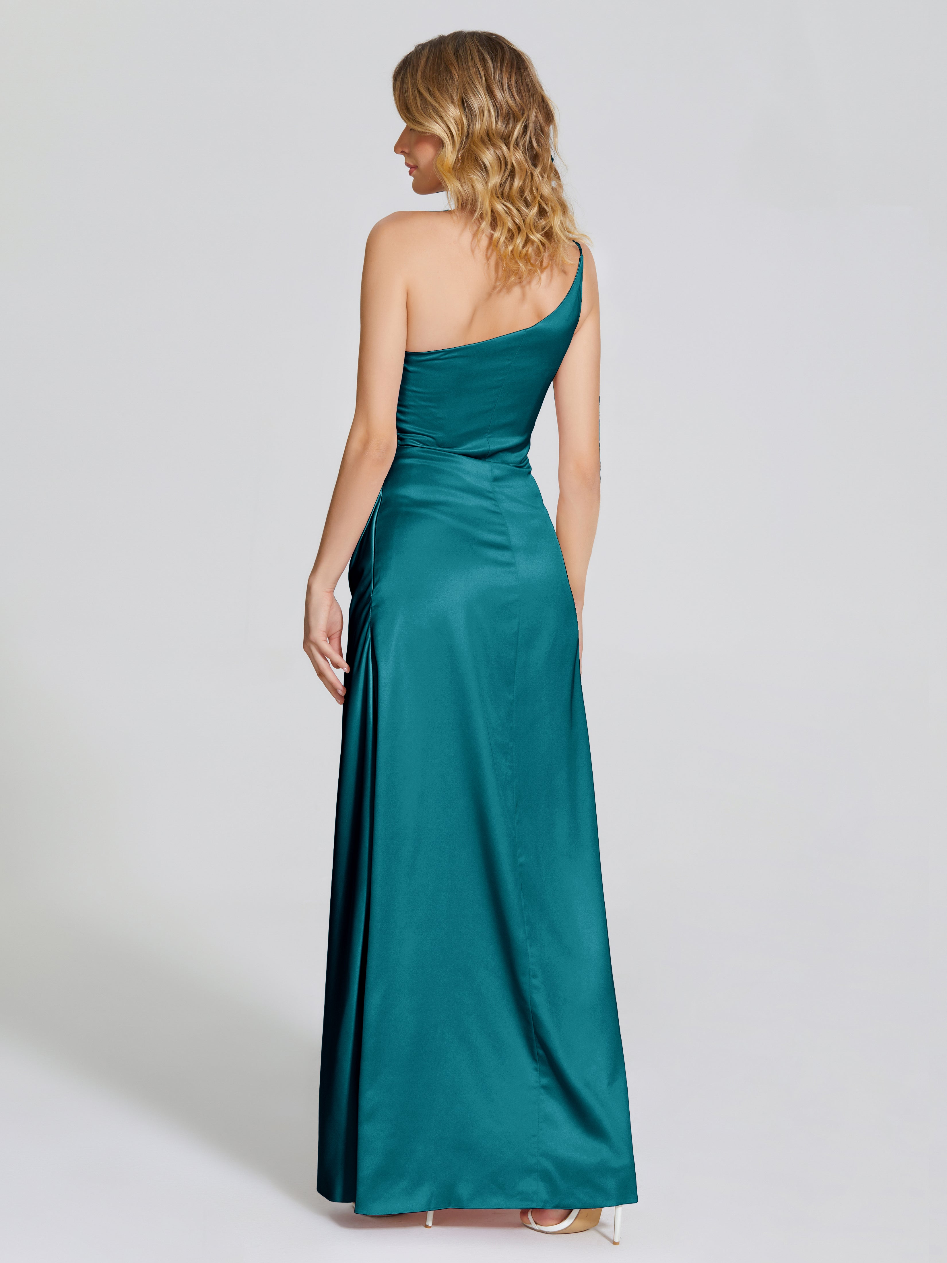 Angela One-Shoulder Sheath Soft Satin Bridesmaid Dress