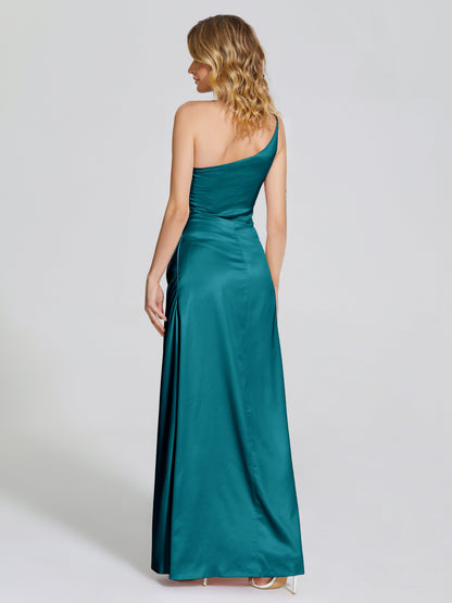 Angela One-Shoulder Sheath Soft Satin Bridesmaid Dress