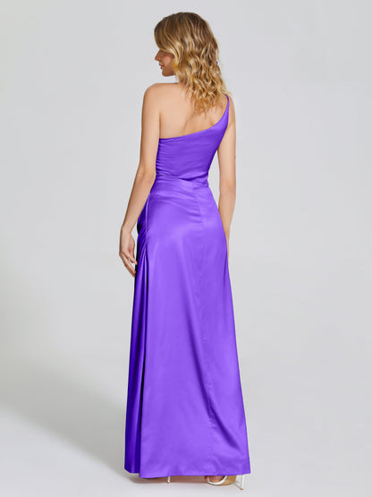 Angela One-Shoulder Sheath Soft Satin Bridesmaid Dress