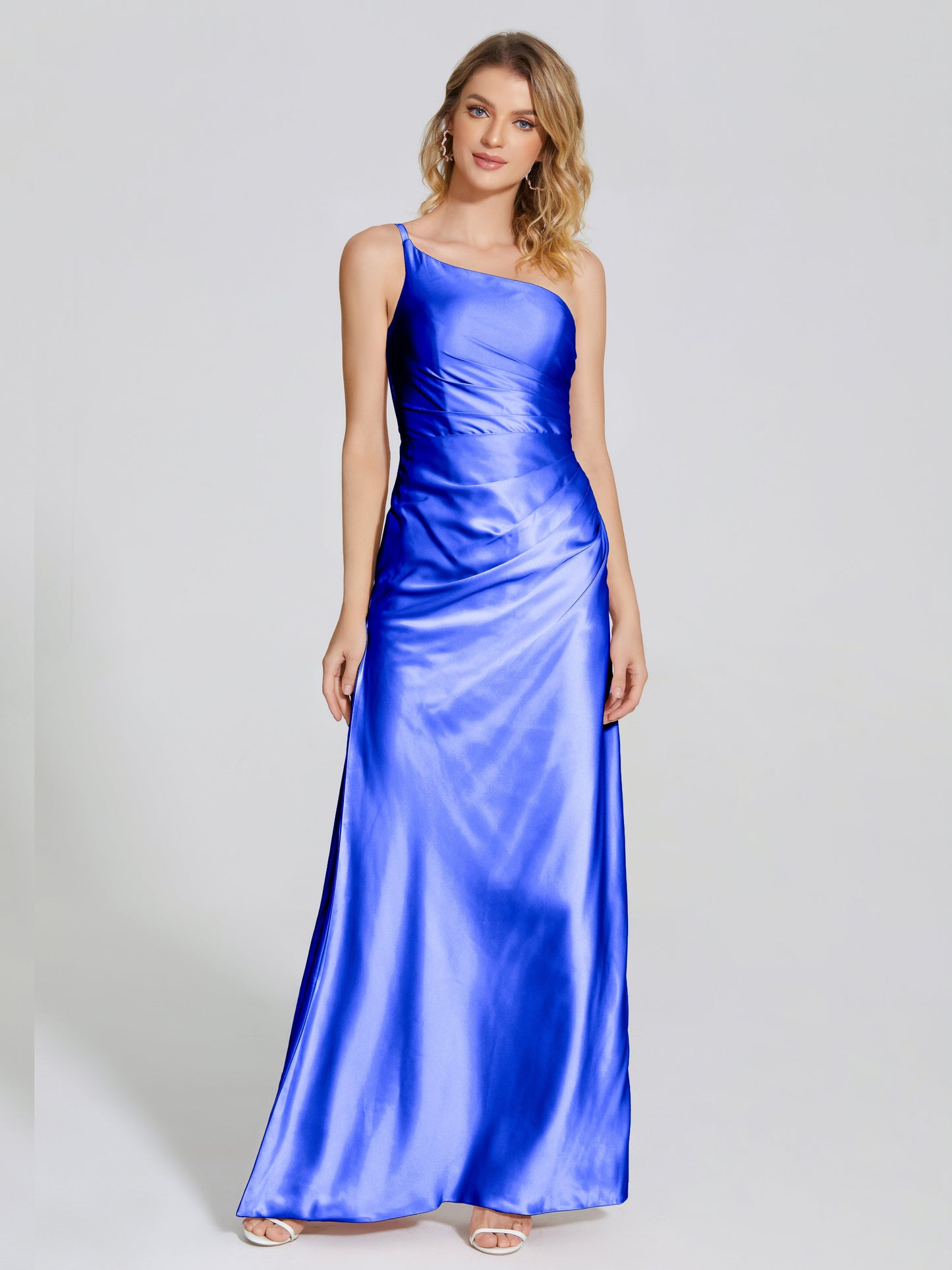 Angela One-Shoulder Sheath Soft Satin Bridesmaid Dress