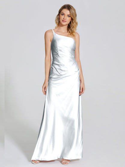 Angela One-Shoulder Sheath Soft Satin Bridesmaid Dress
