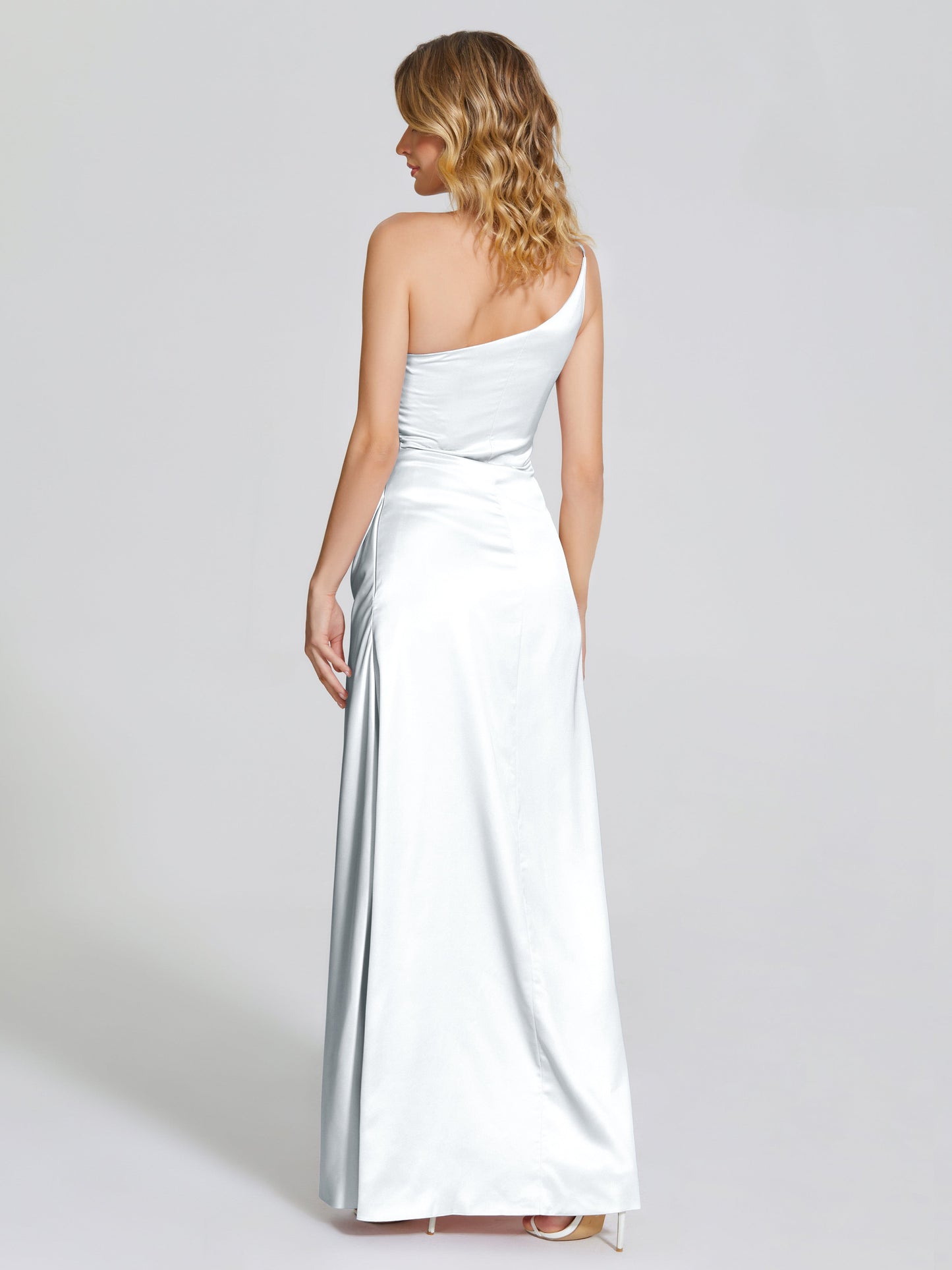 Angela One-Shoulder Sheath Soft Satin Bridesmaid Dress