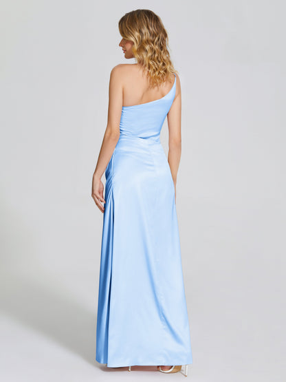 Angela One-Shoulder Sheath Soft Satin Bridesmaid Dress