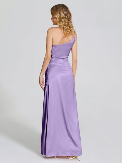 Angela One-Shoulder Sheath Soft Satin Bridesmaid Dress