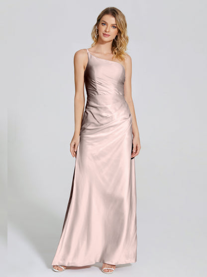 Angela One-Shoulder Sheath Soft Satin Bridesmaid Dress
