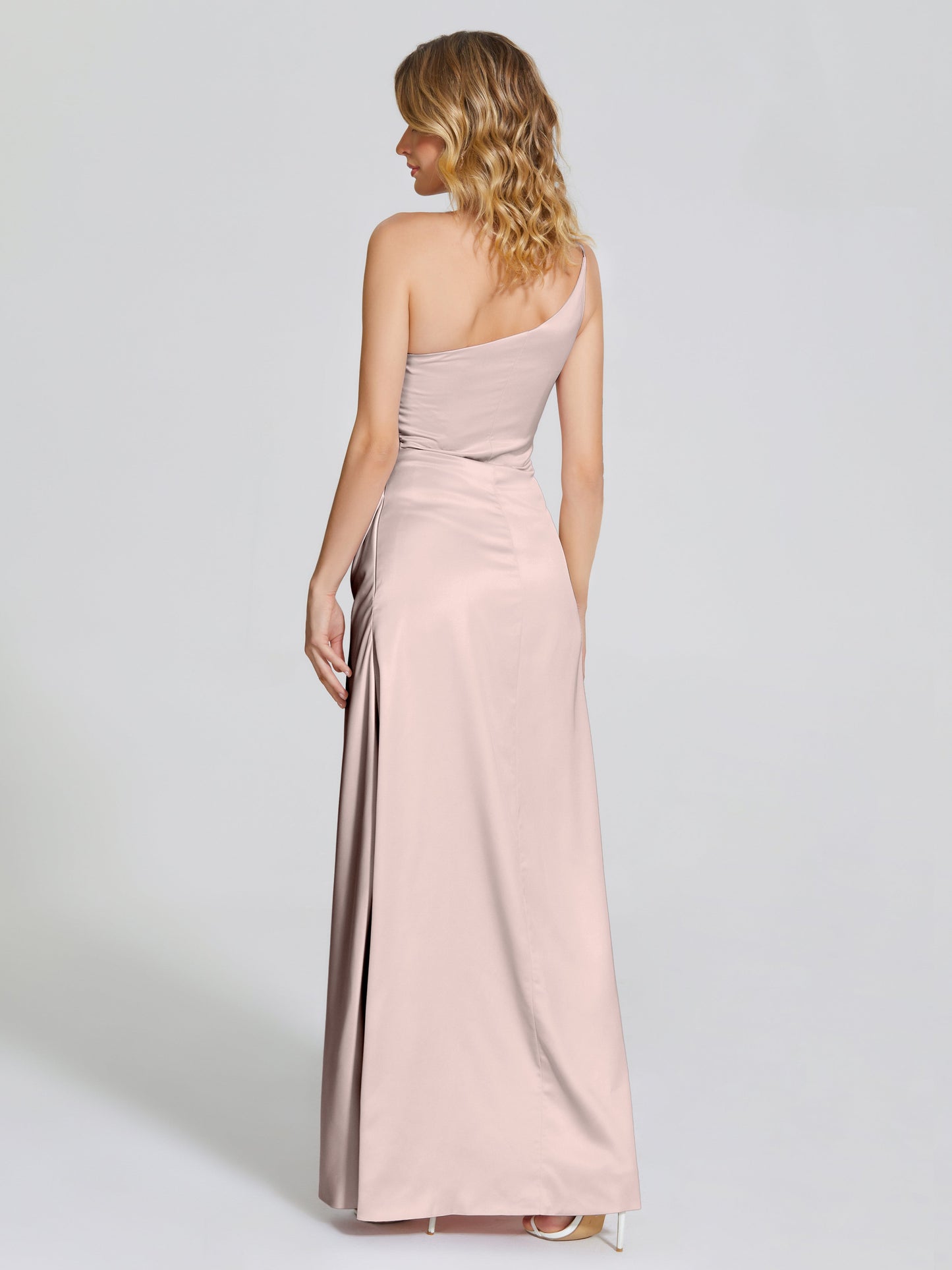 Angela One-Shoulder Sheath Soft Satin Bridesmaid Dress