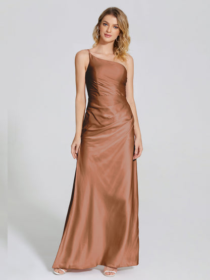 Angela One-Shoulder Sheath Soft Satin Bridesmaid Dress