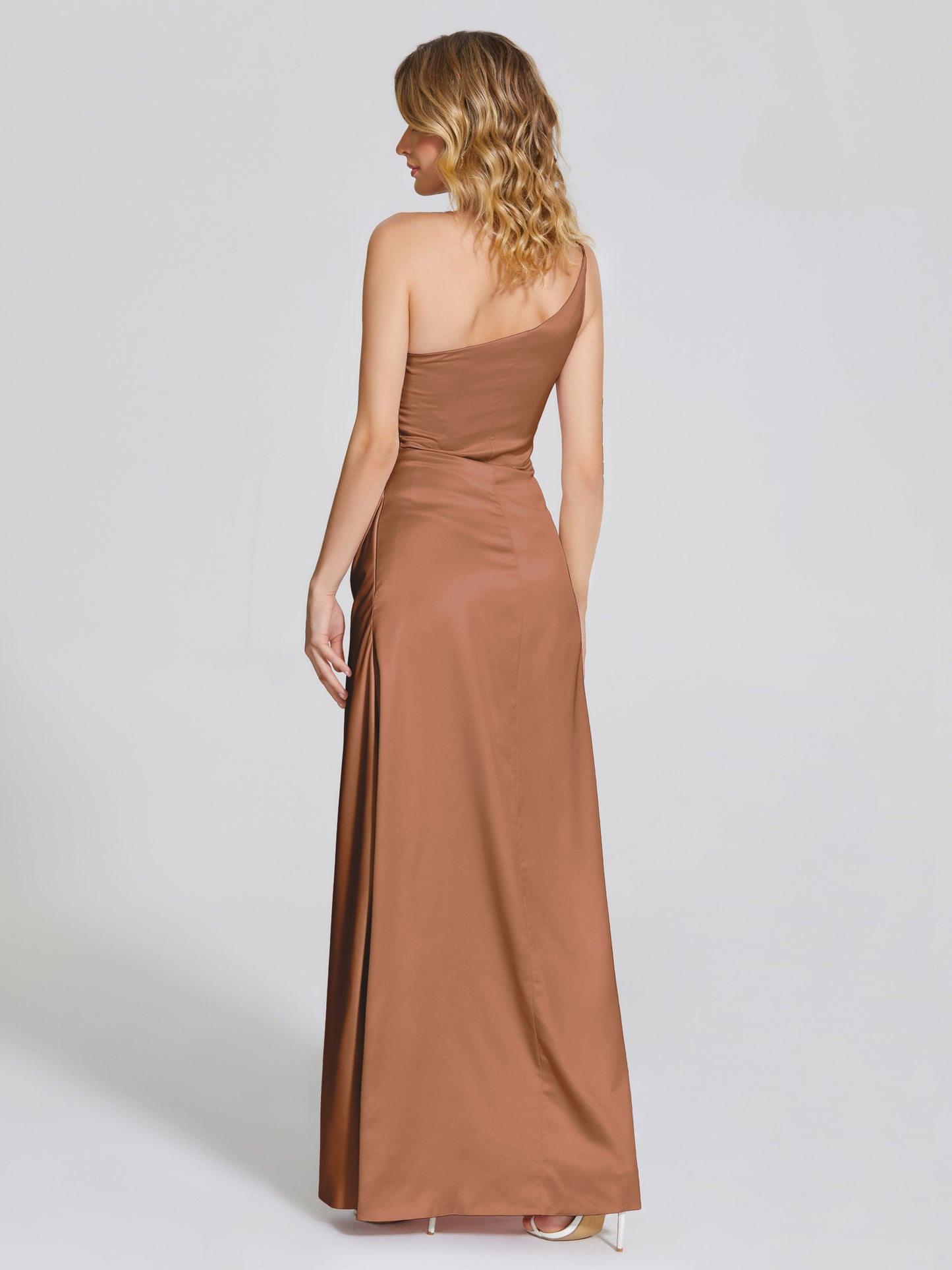 Angela One-Shoulder Sheath Soft Satin Bridesmaid Dress