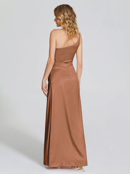 Angela One-Shoulder Sheath Soft Satin Bridesmaid Dress