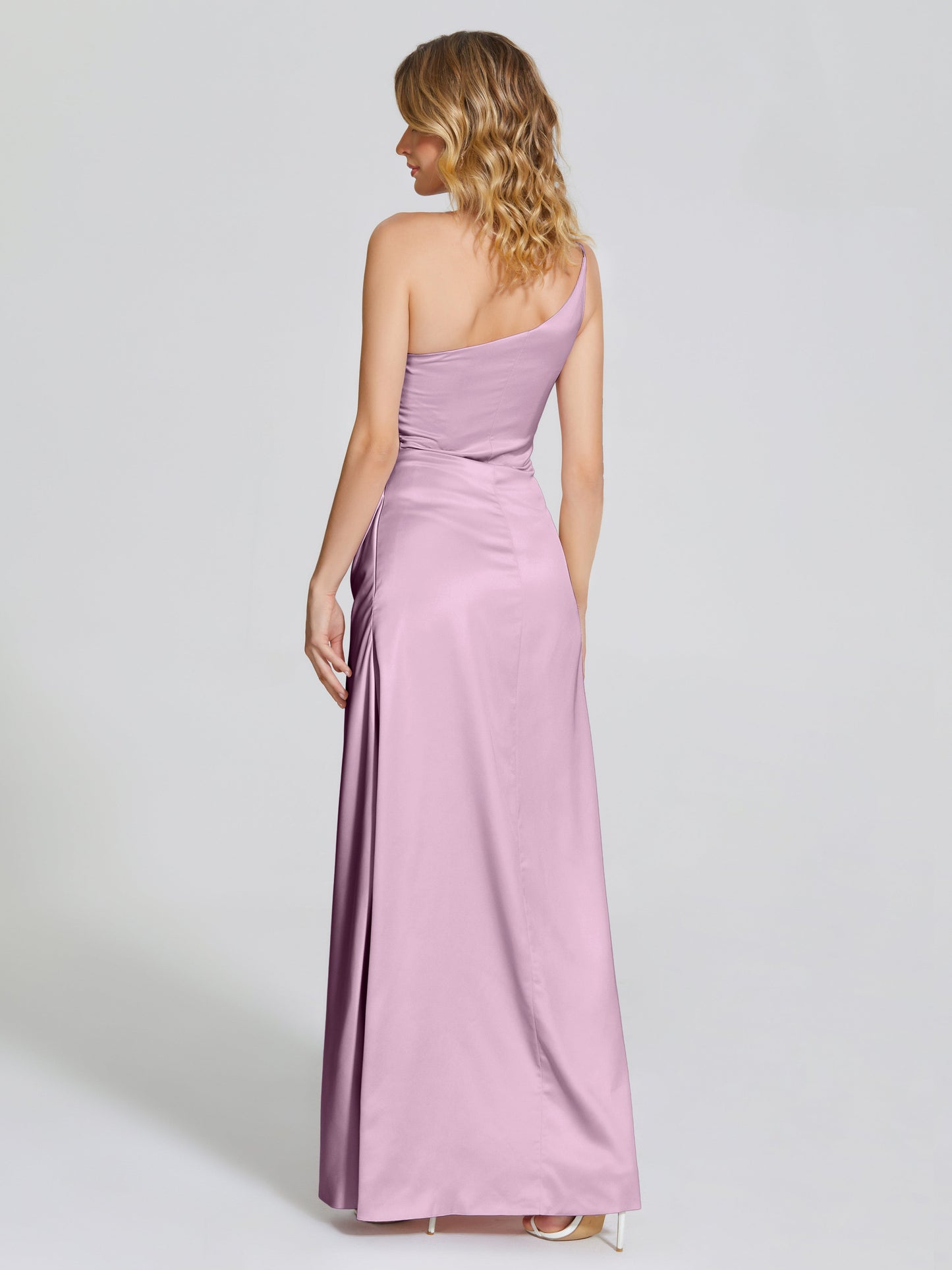 Angela One-Shoulder Sheath Soft Satin Bridesmaid Dress