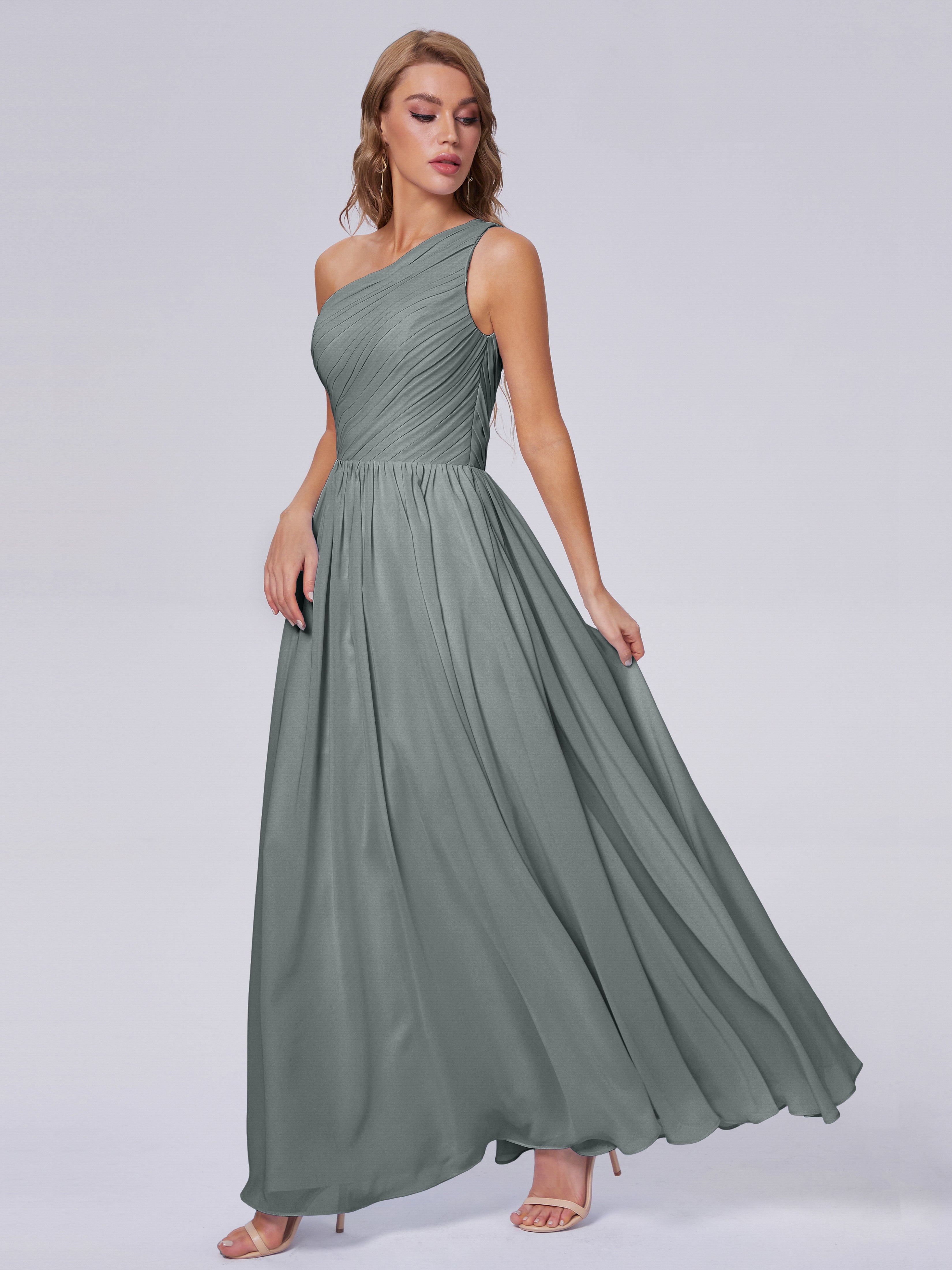 Paige Inexpensive One Shoulder Chiffon Bridesmaid Dresses