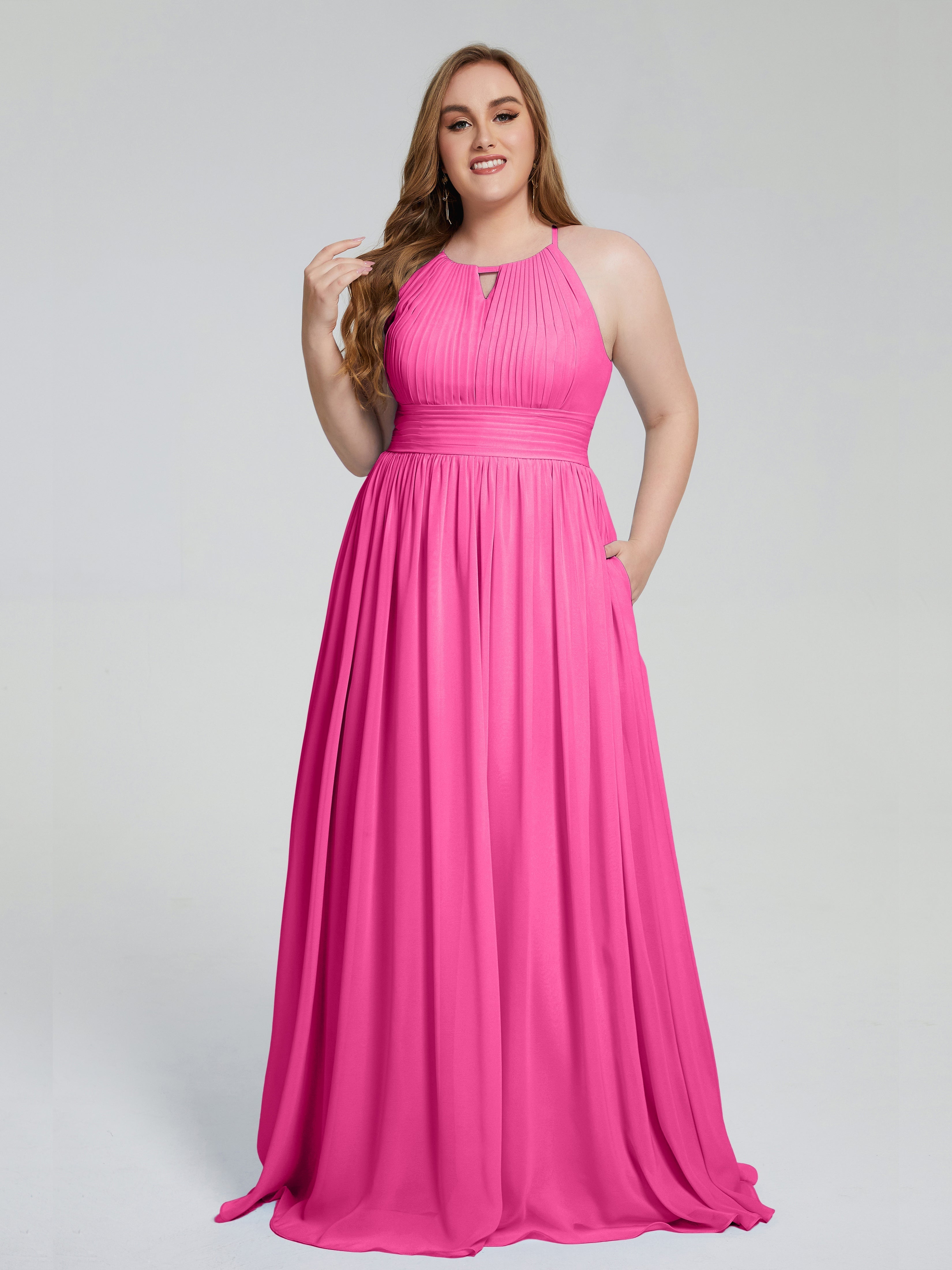Payton Gorgeous Halter Plus Size Long Bridesmaid Dresses