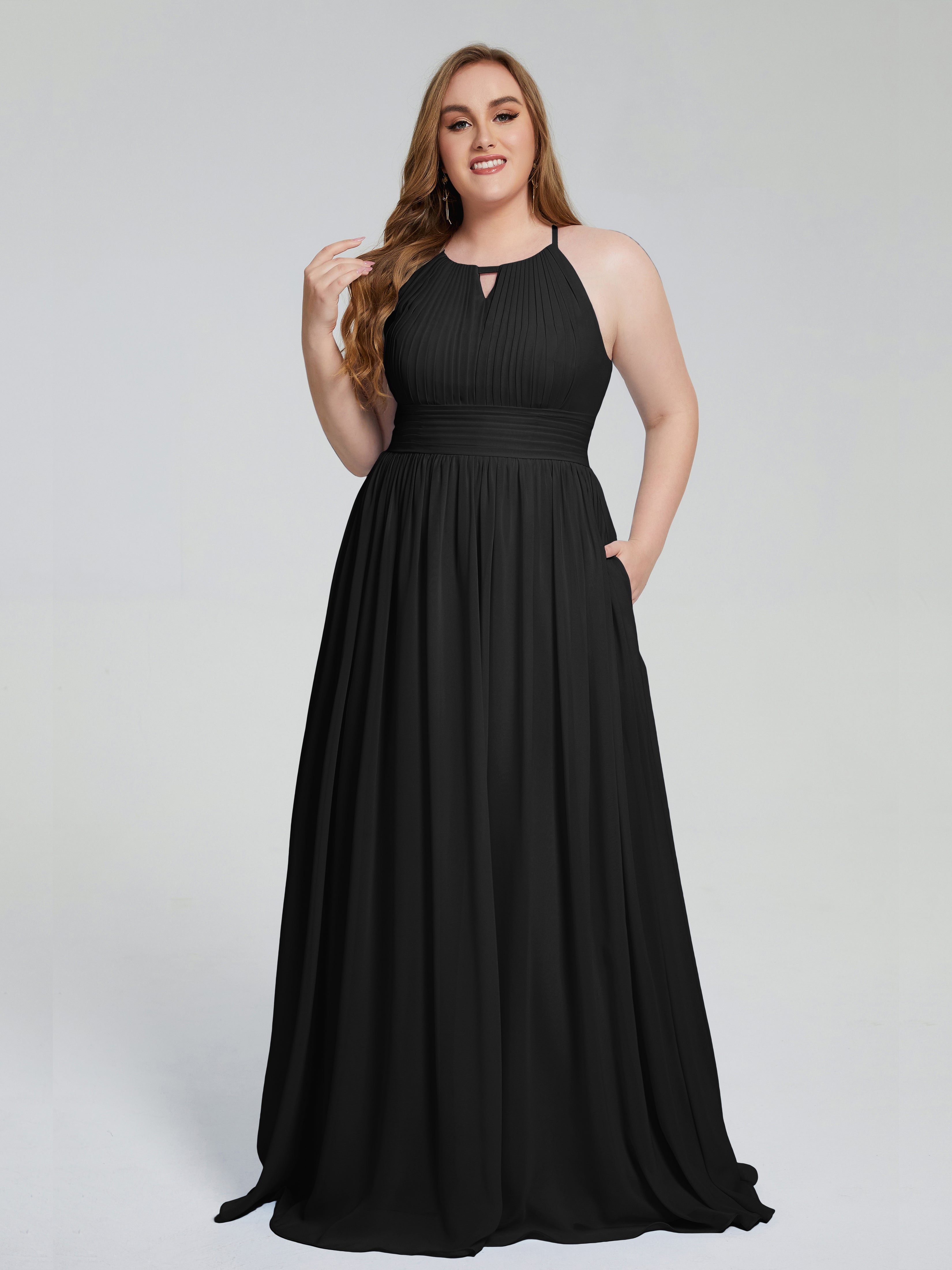 Payton Gorgeous Halter Plus Size Long Bridesmaid Dresses