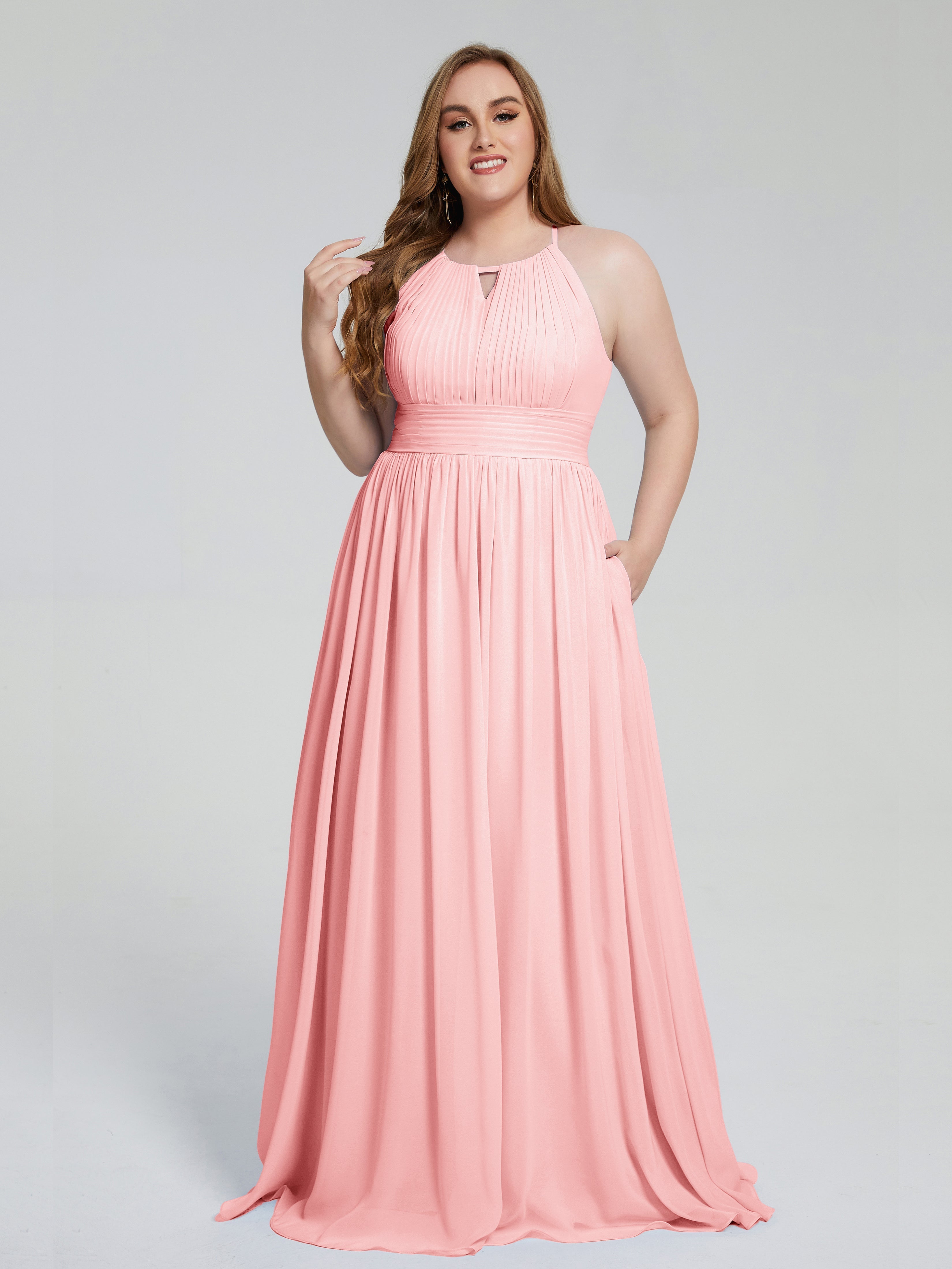 Payton Gorgeous Halter Plus Size Long Bridesmaid Dresses