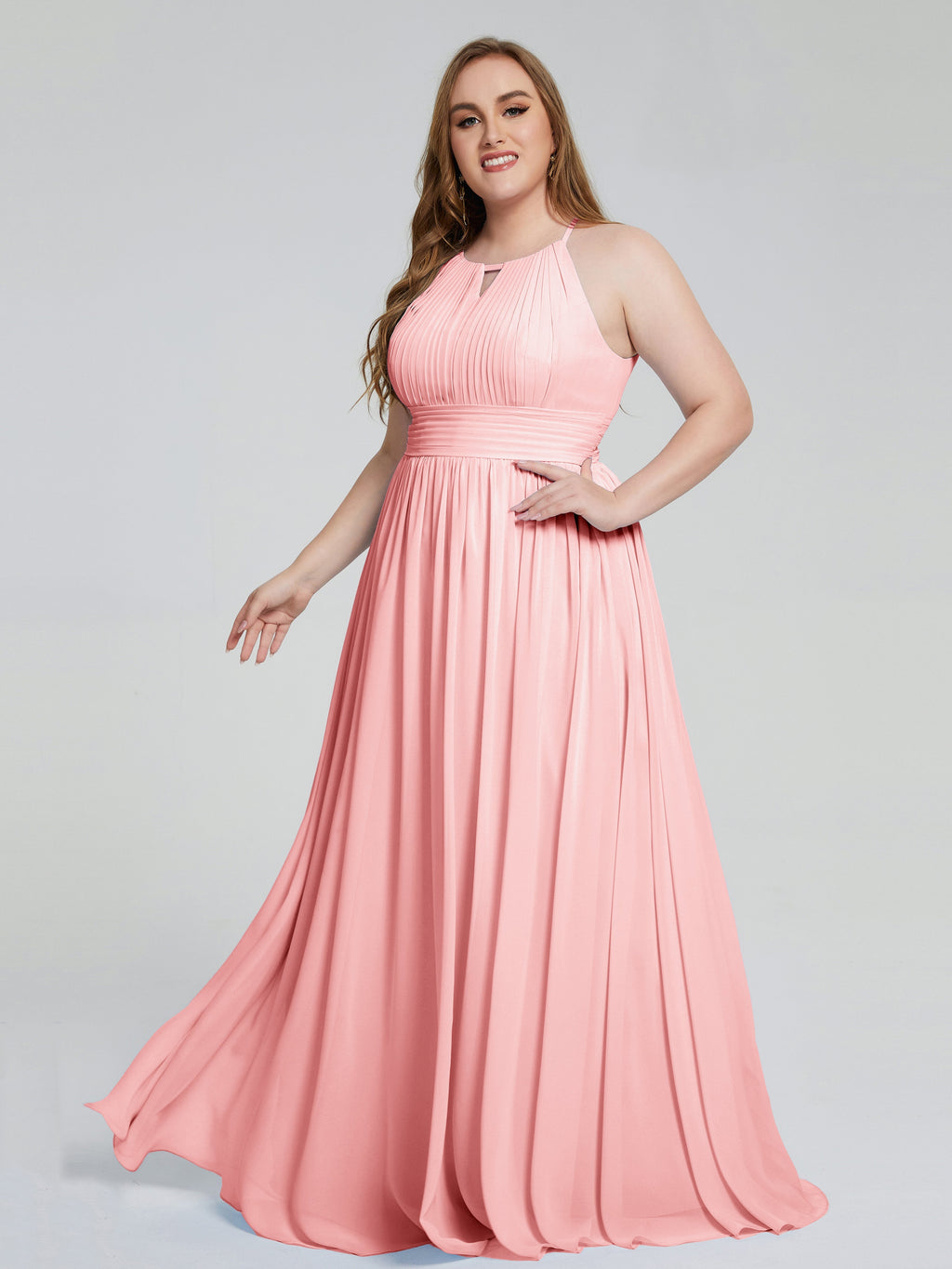 Payton Gorgeous Halter Plus Size Long Bridesmaid Dresses