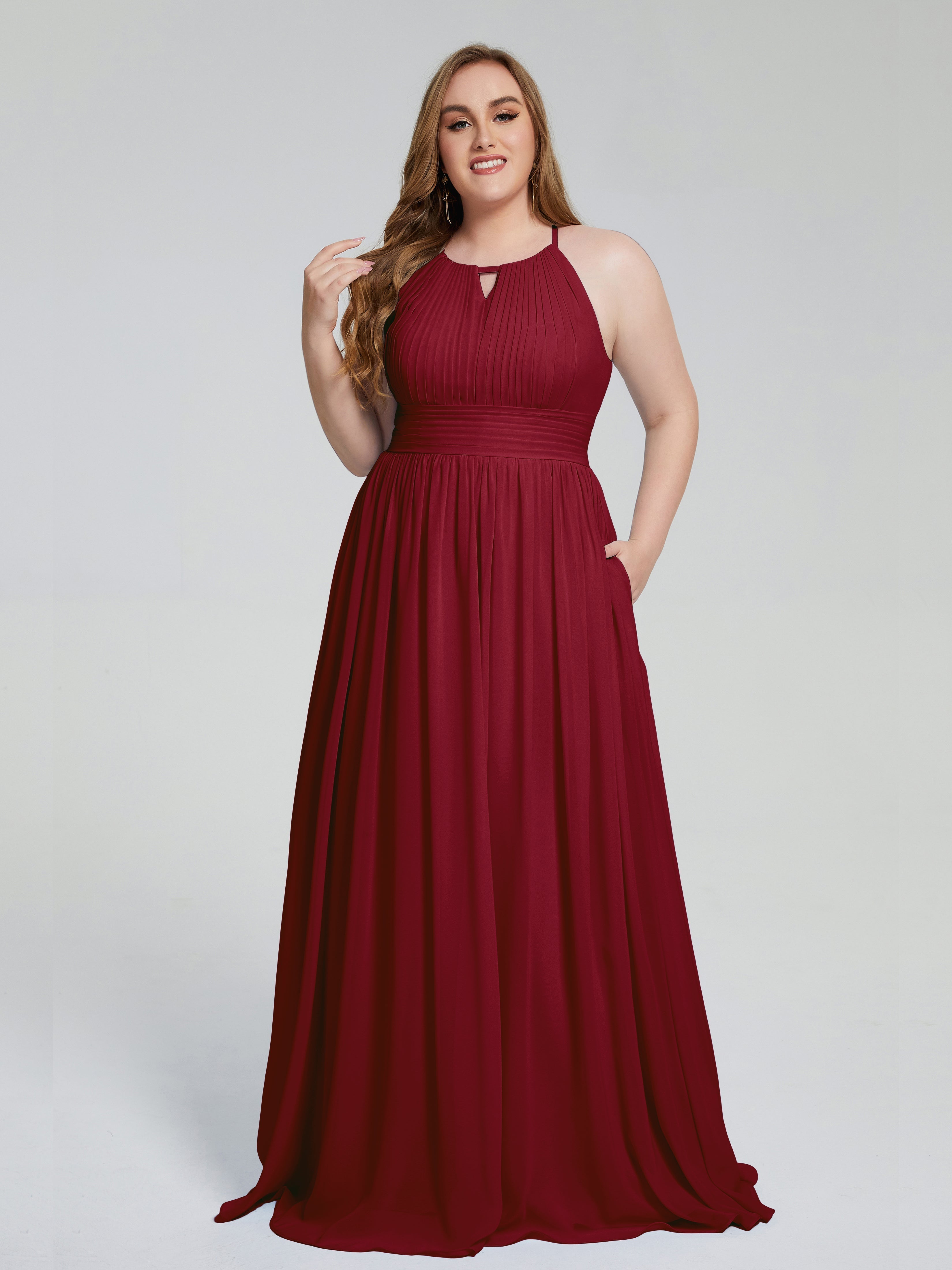 Payton Gorgeous Halter Plus Size Long Bridesmaid Dresses