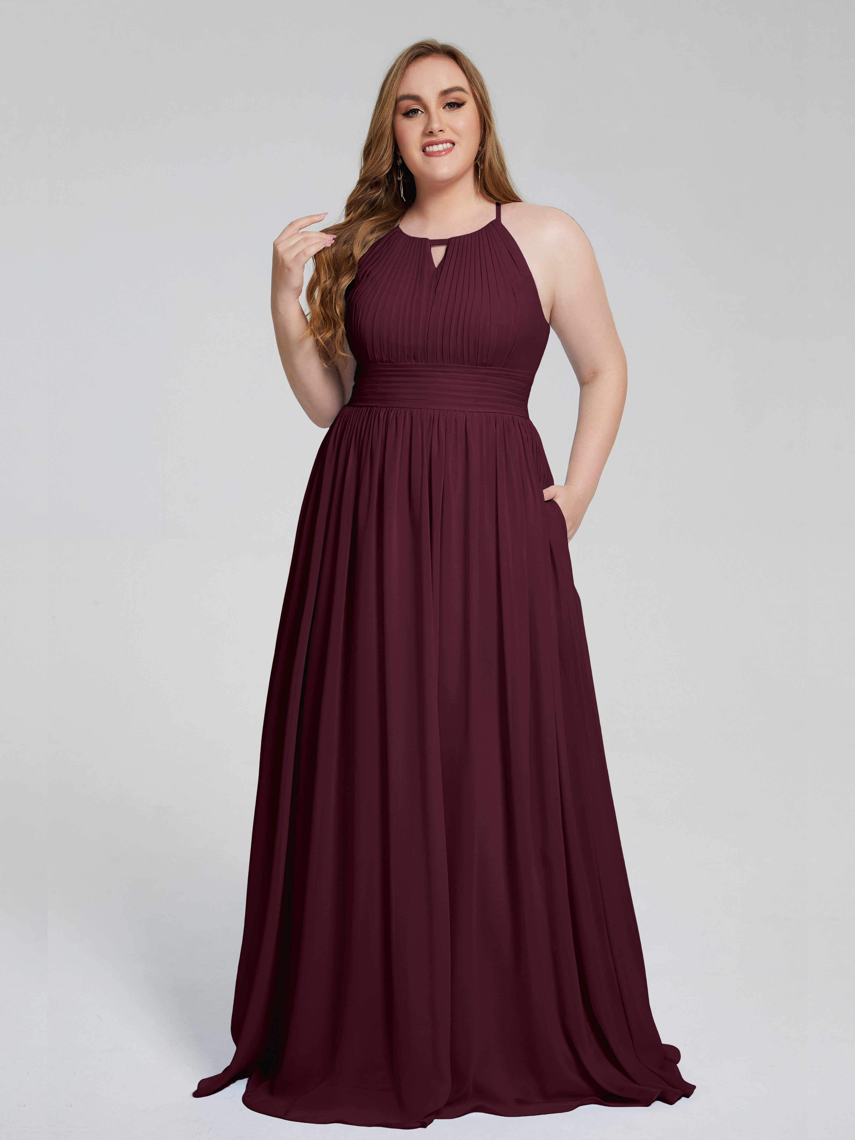 Payton Gorgeous Halter Plus Size Long Bridesmaid Dresses
