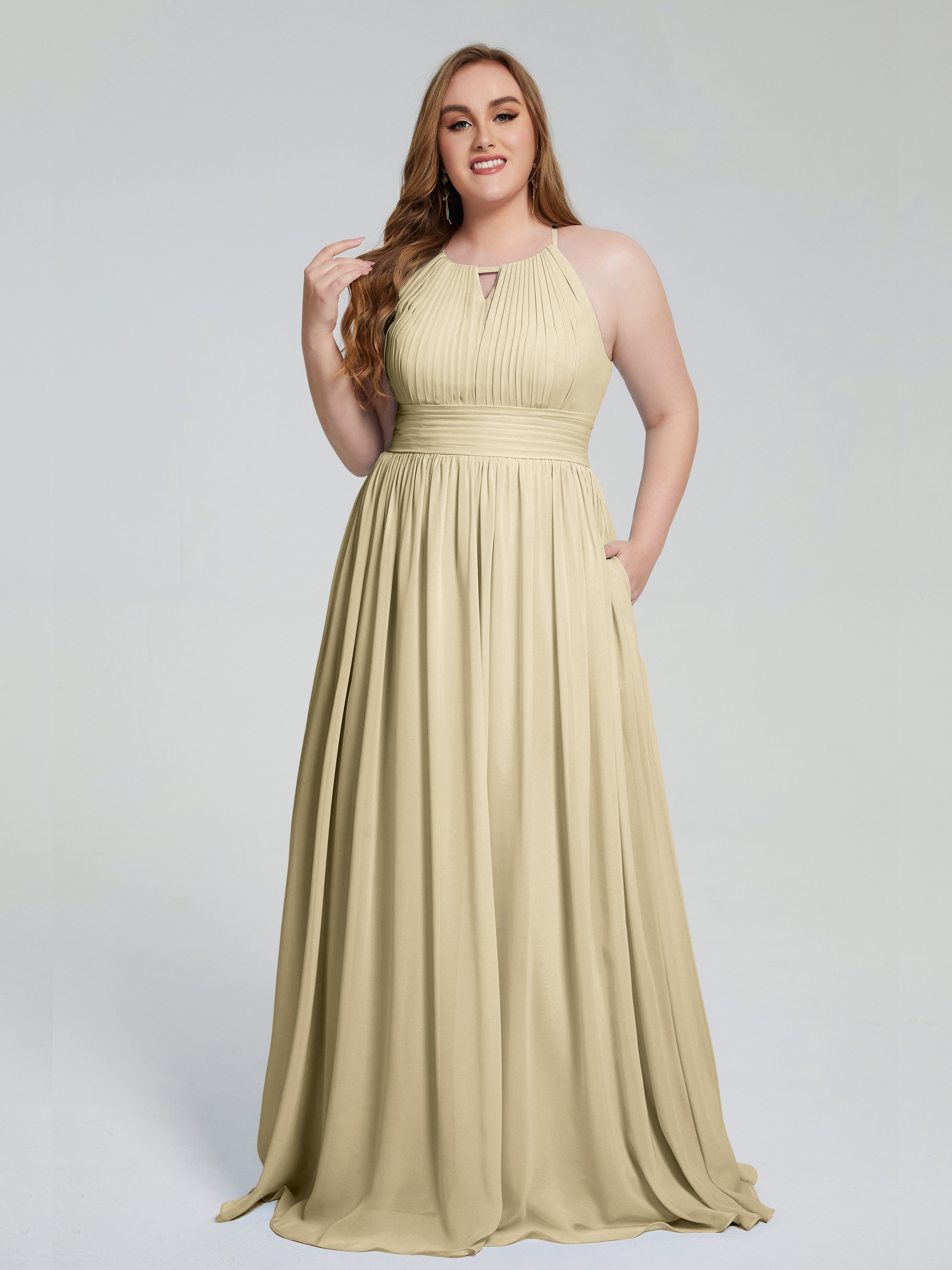 Payton Gorgeous Halter Plus Size Long Bridesmaid Dresses