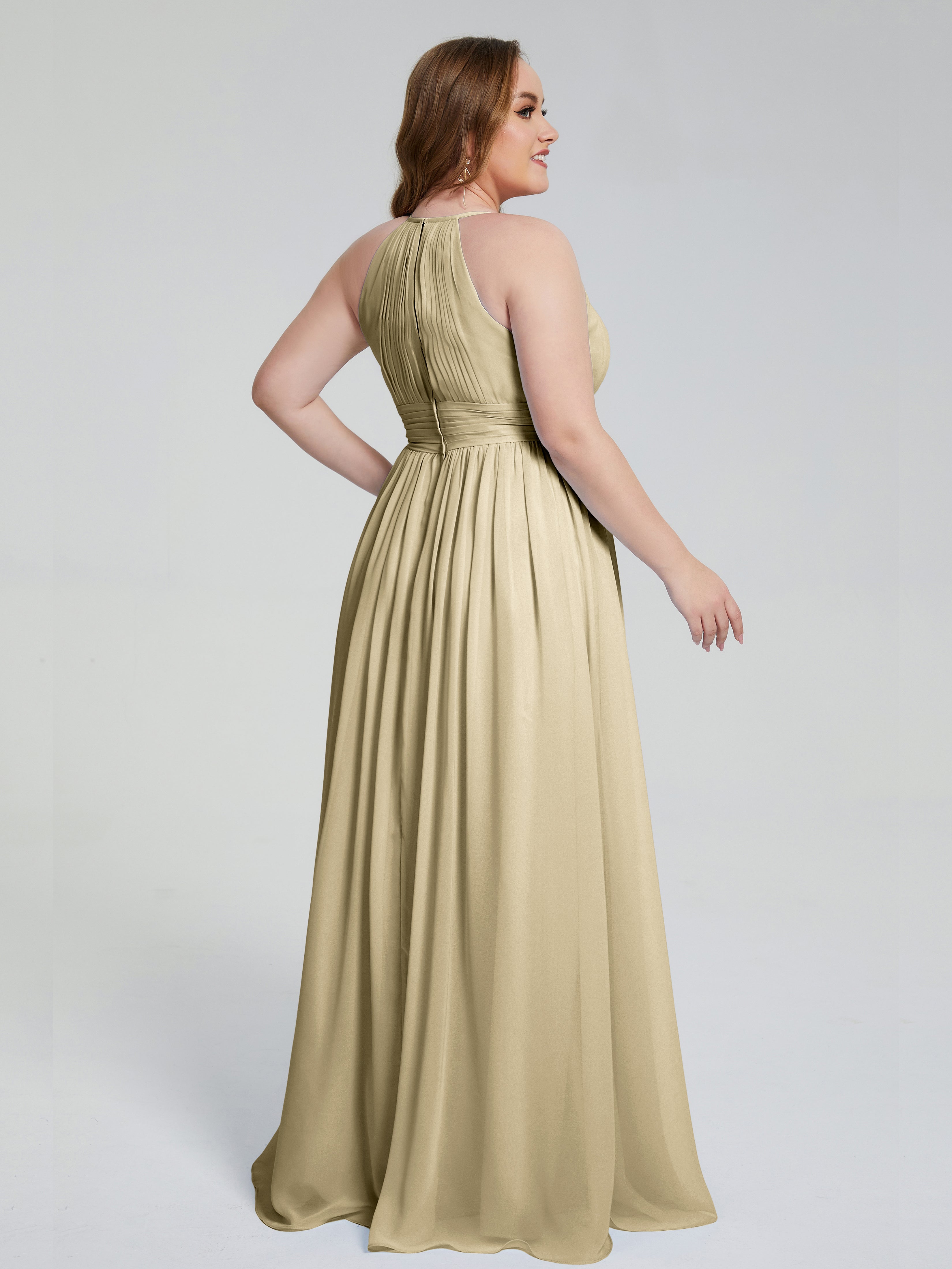 Payton Gorgeous Halter Plus Size Long Bridesmaid Dresses
