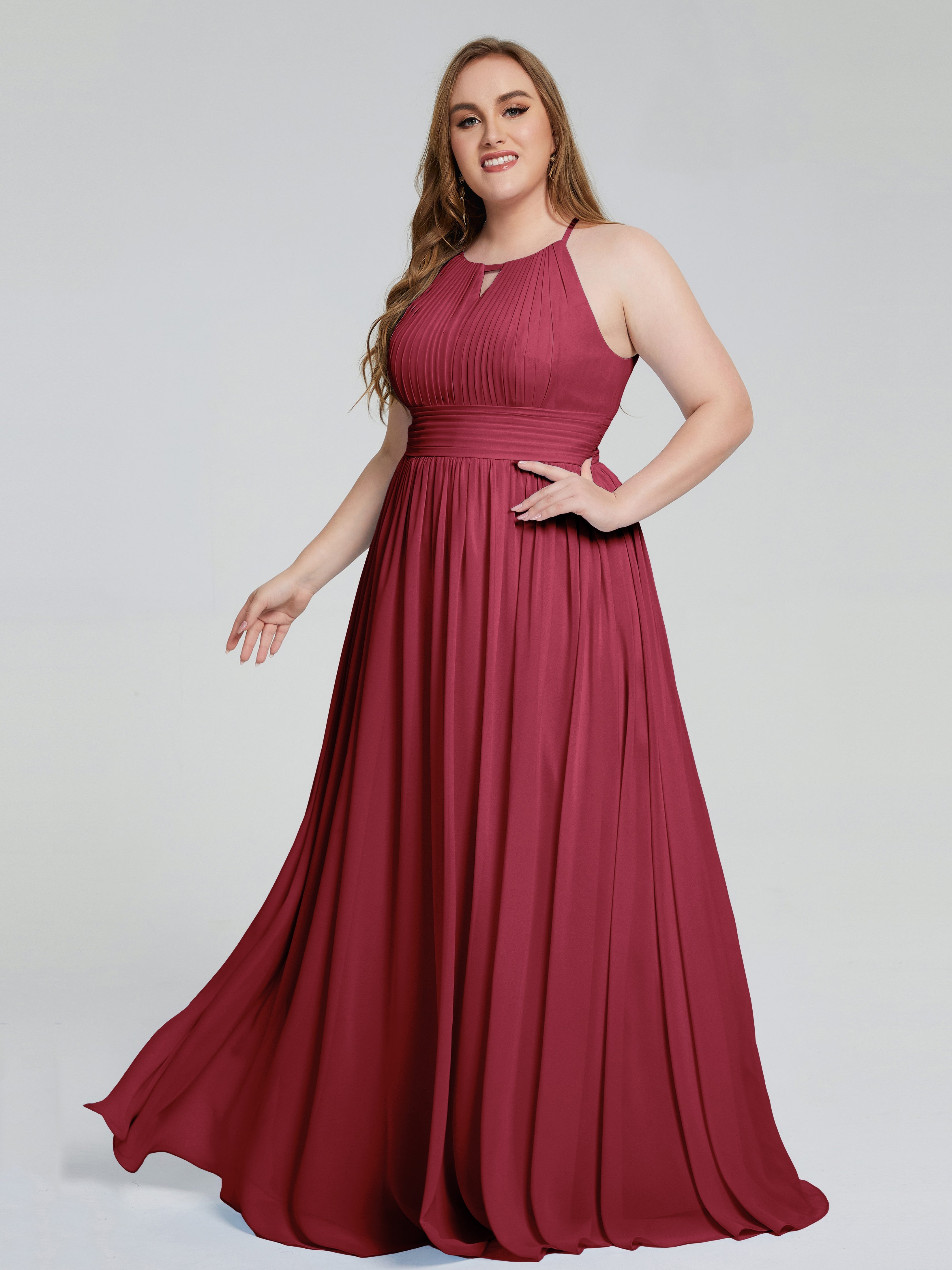 Payton Gorgeous Halter Plus Size Long Bridesmaid Dresses