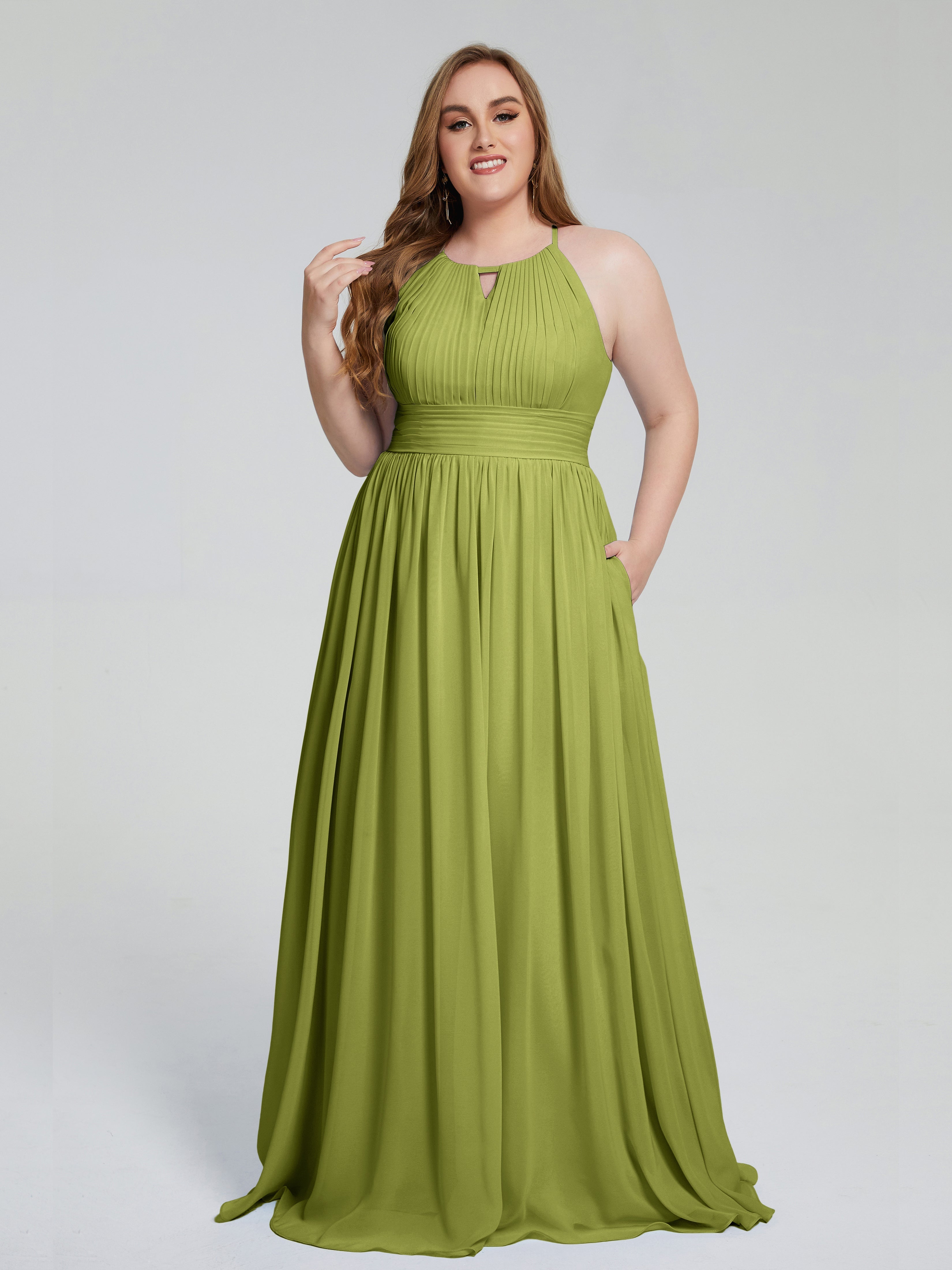 Payton Gorgeous Halter Plus Size Long Bridesmaid Dresses