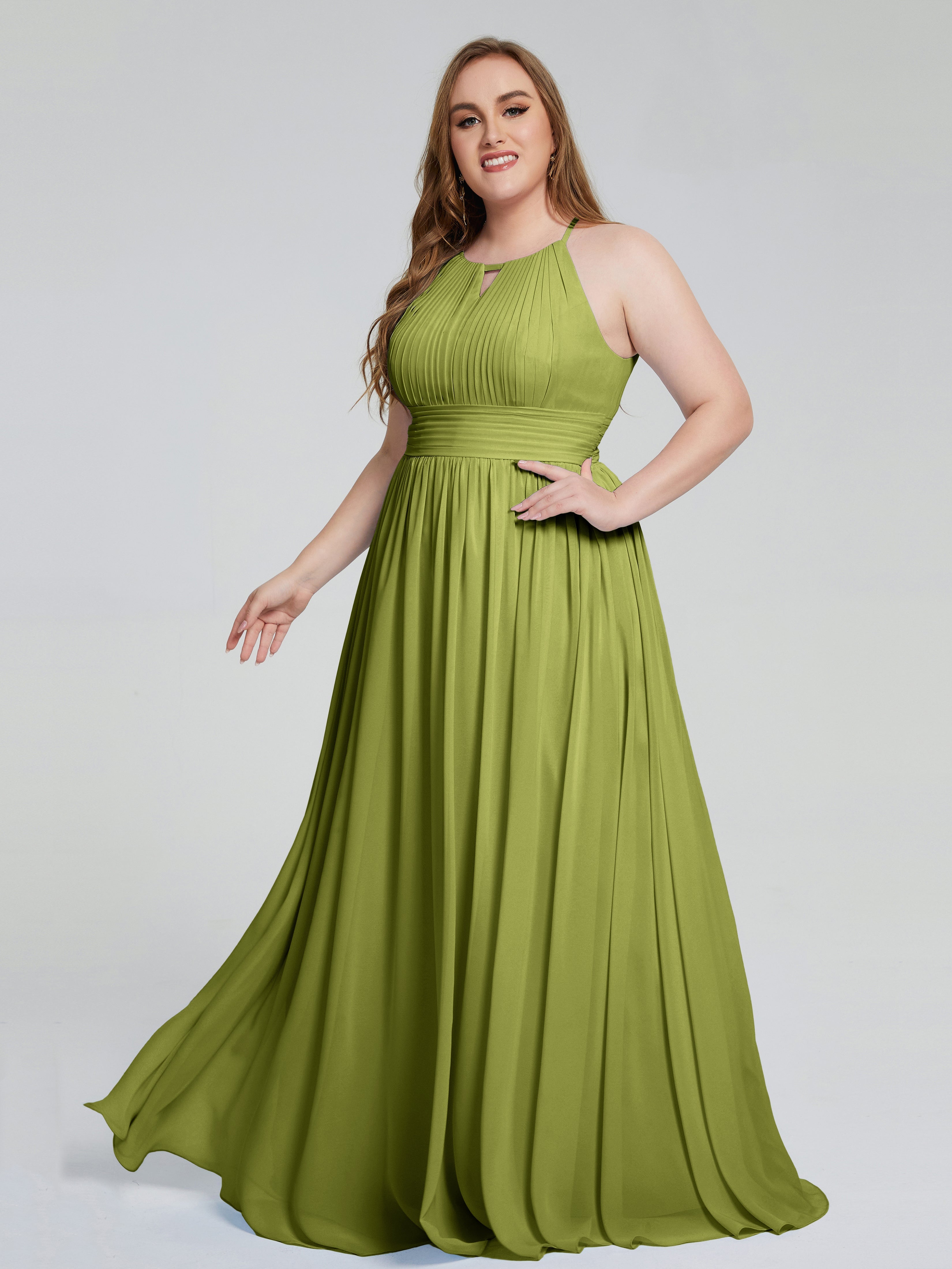 Payton Gorgeous Halter Plus Size Long Bridesmaid Dresses