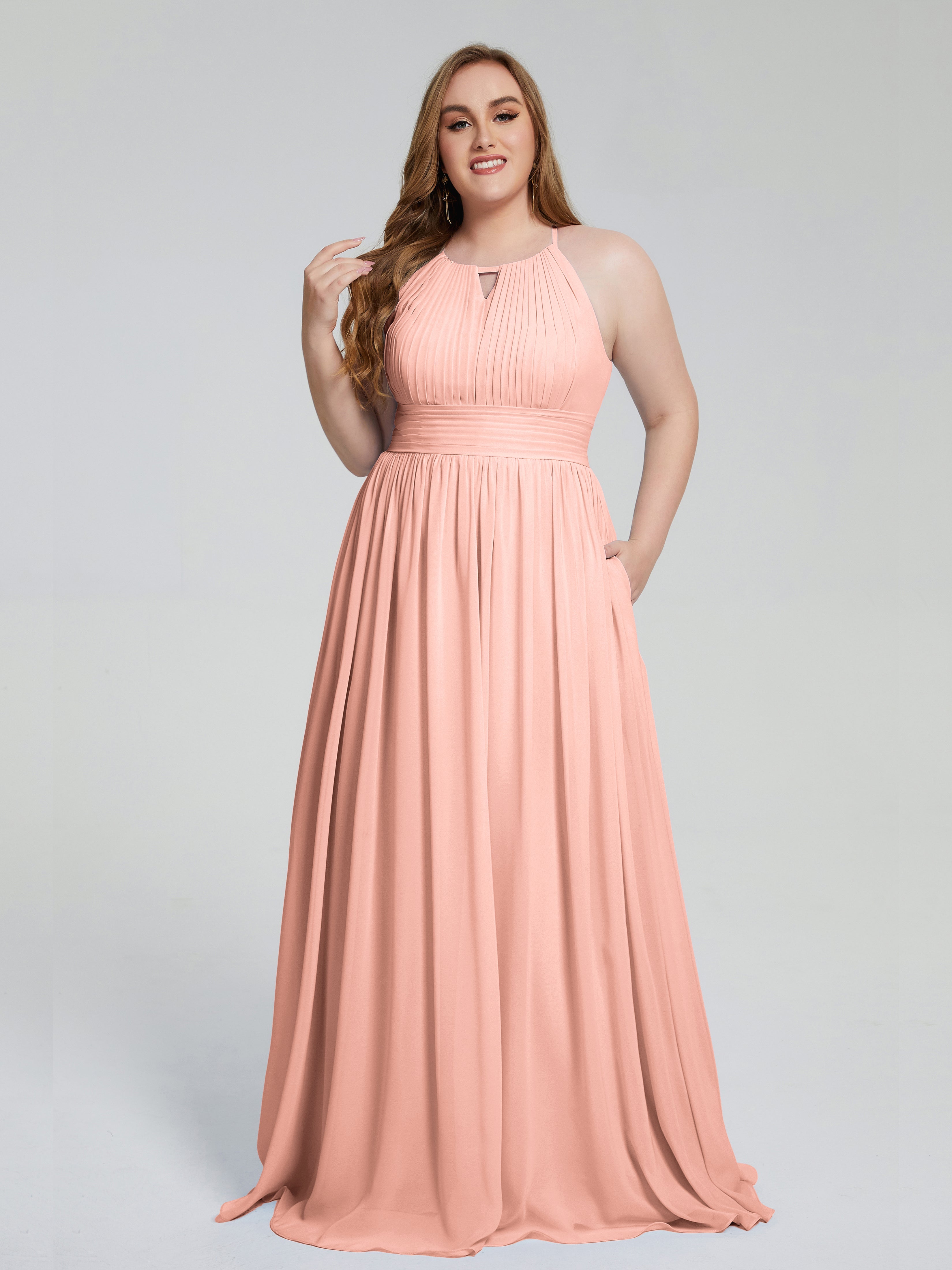 Payton Gorgeous Halter Plus Size Long Bridesmaid Dresses