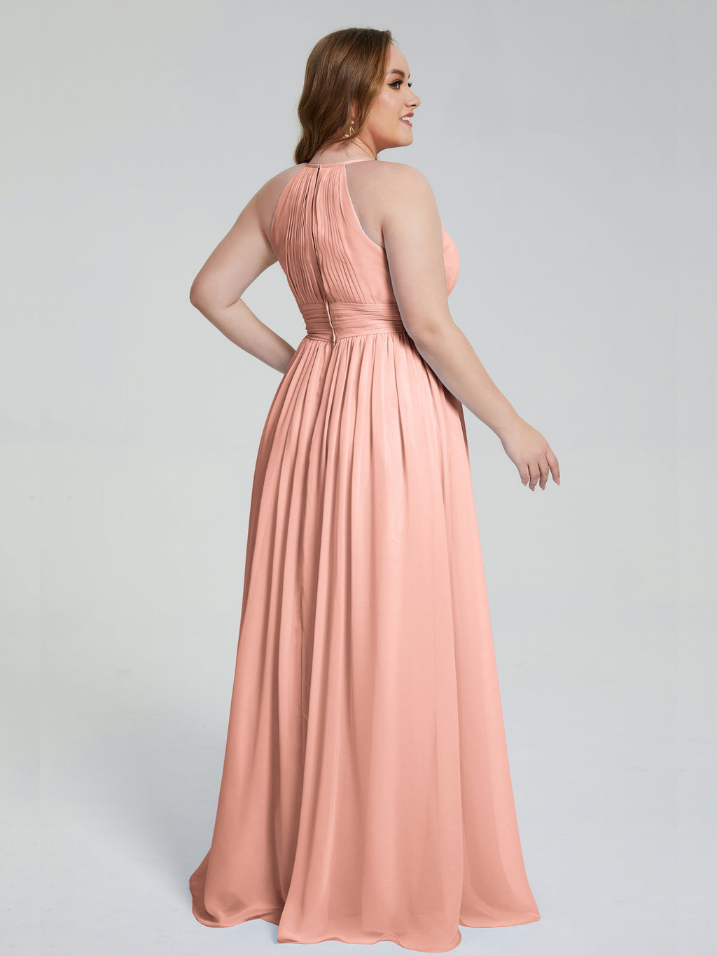 Payton Gorgeous Halter Plus Size Long Bridesmaid Dresses