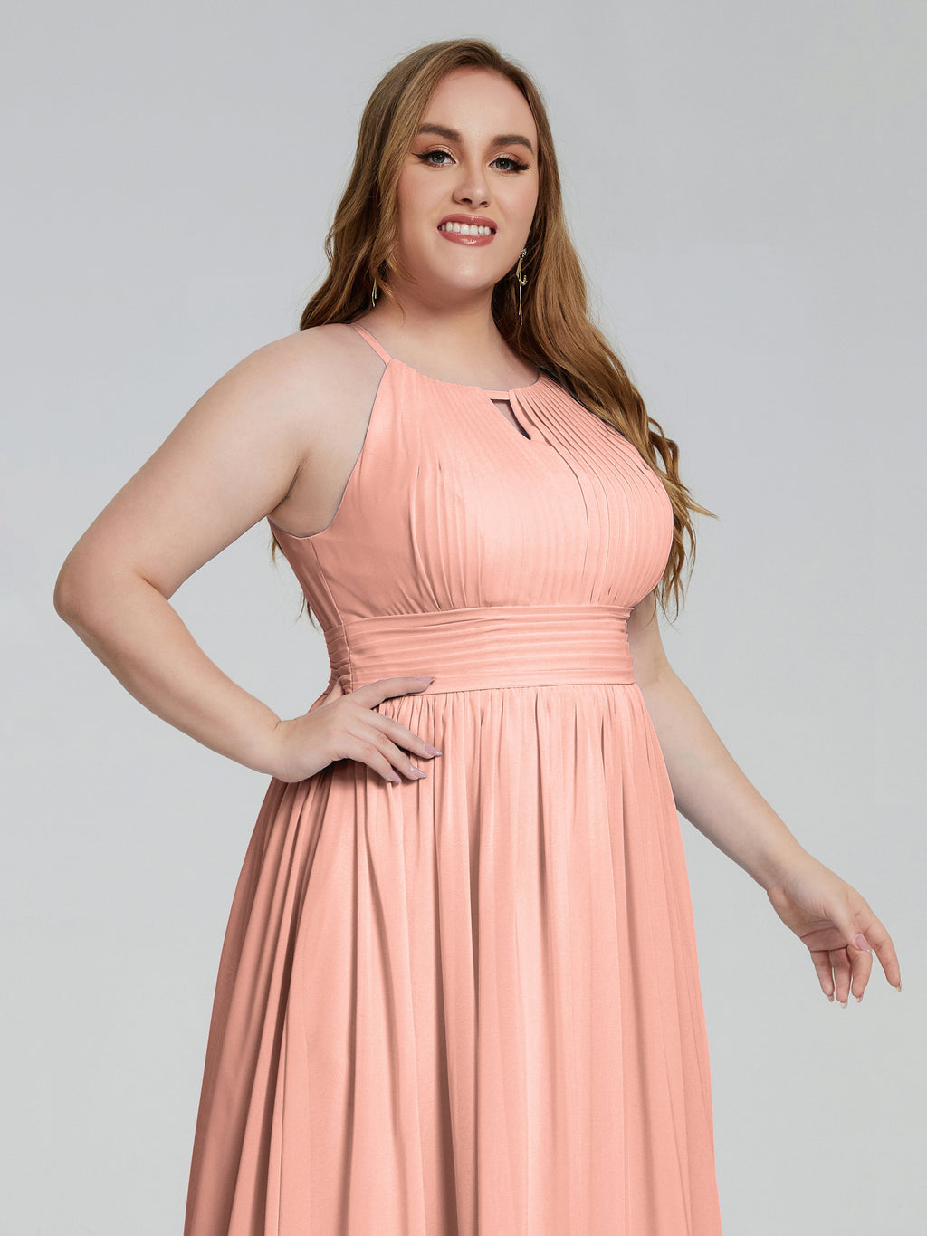 Payton Gorgeous Halter Plus Size Long Bridesmaid Dresses
