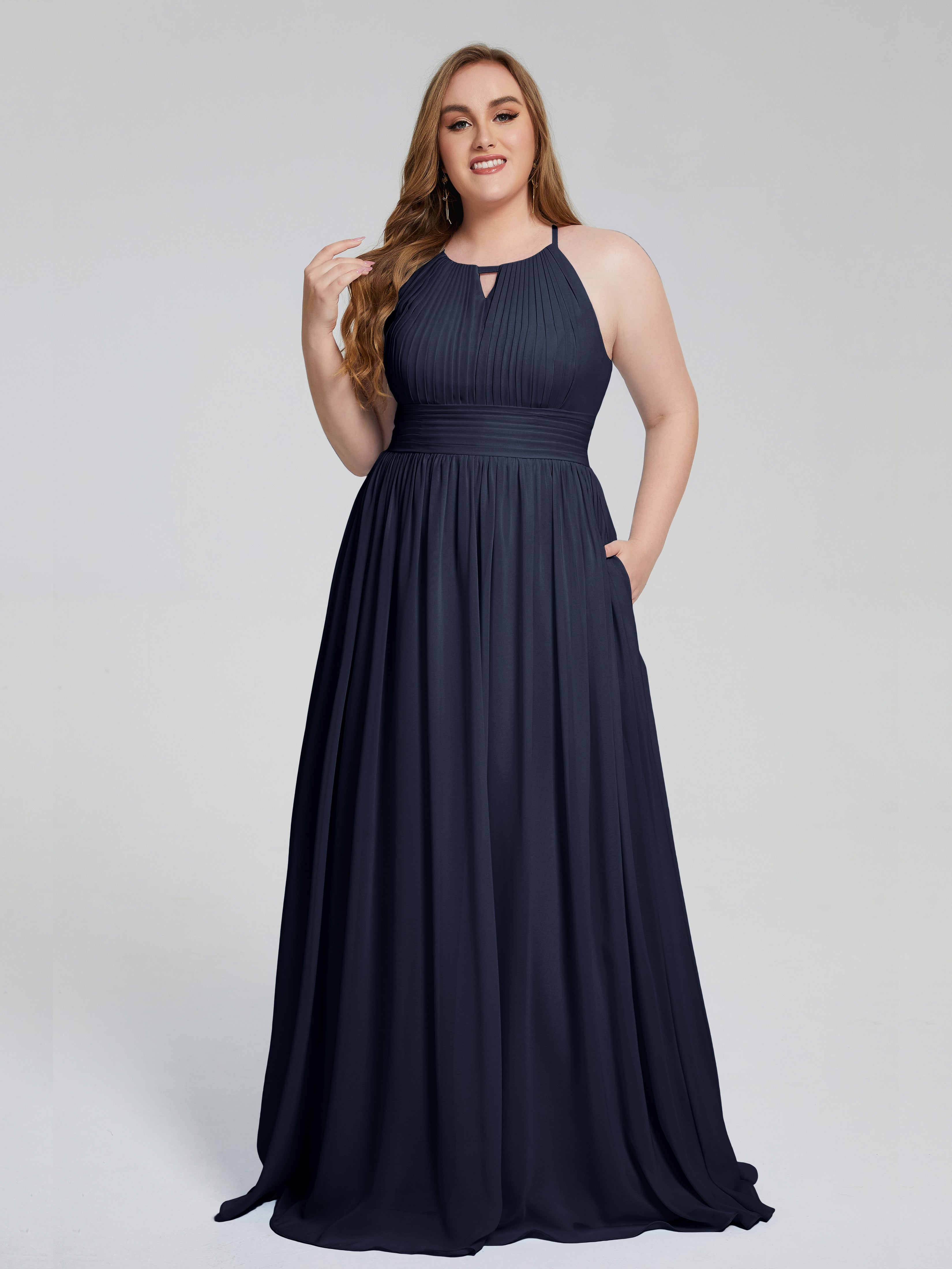 Payton Gorgeous Halter Plus Size Long Bridesmaid Dresses