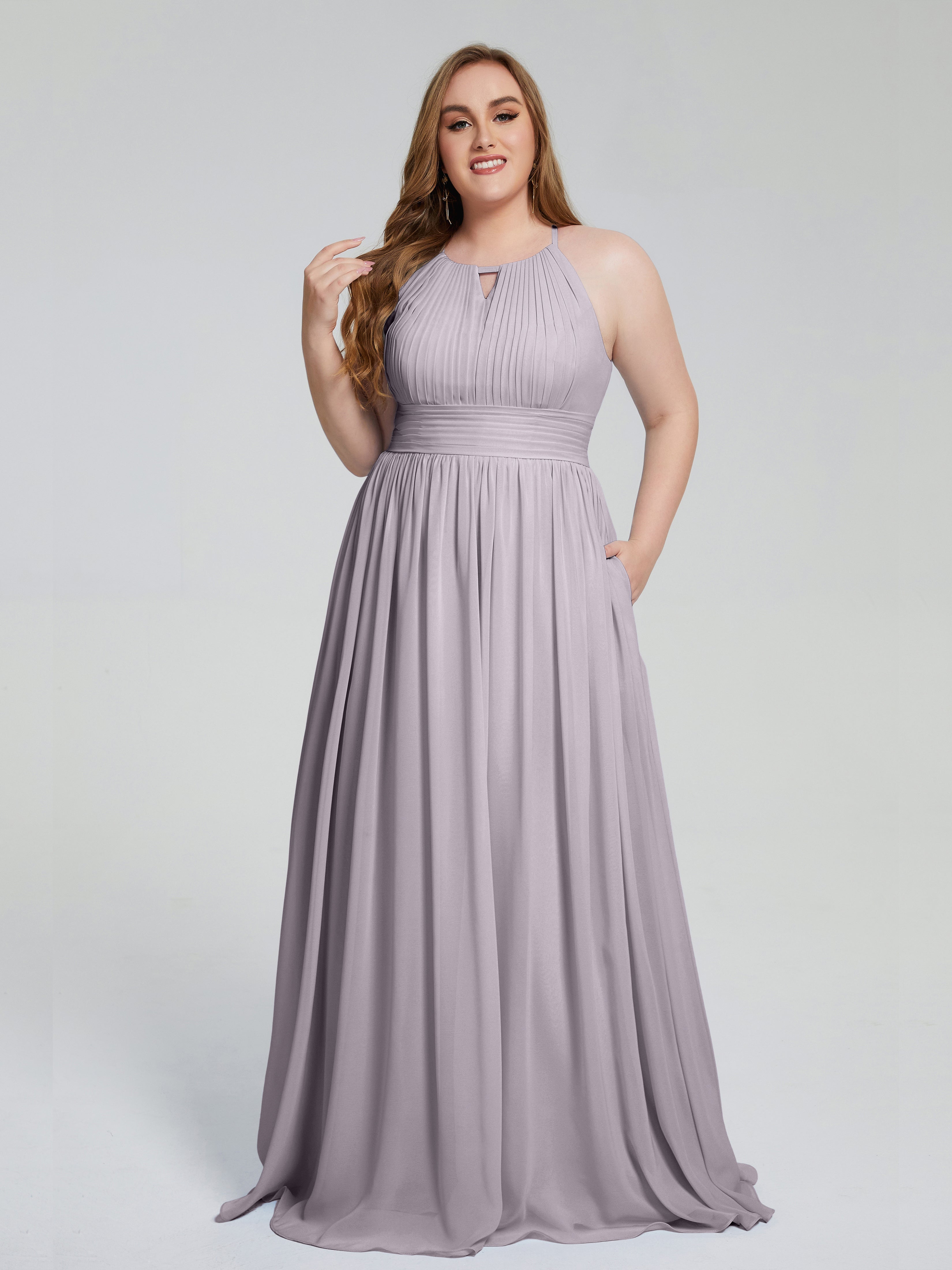 Payton Gorgeous Halter Plus Size Long Bridesmaid Dresses