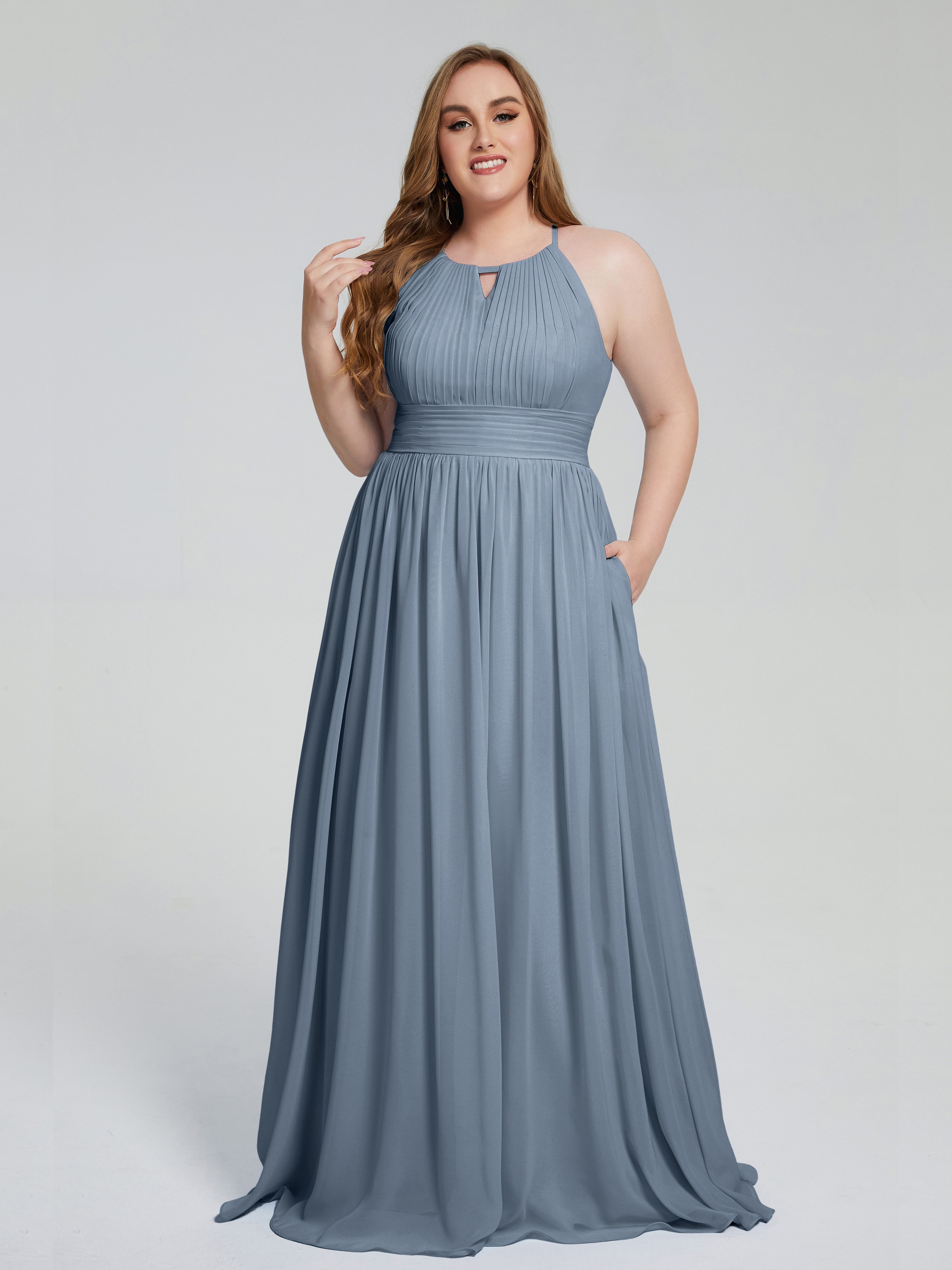 Payton Gorgeous Halter Plus Size Long Bridesmaid Dresses