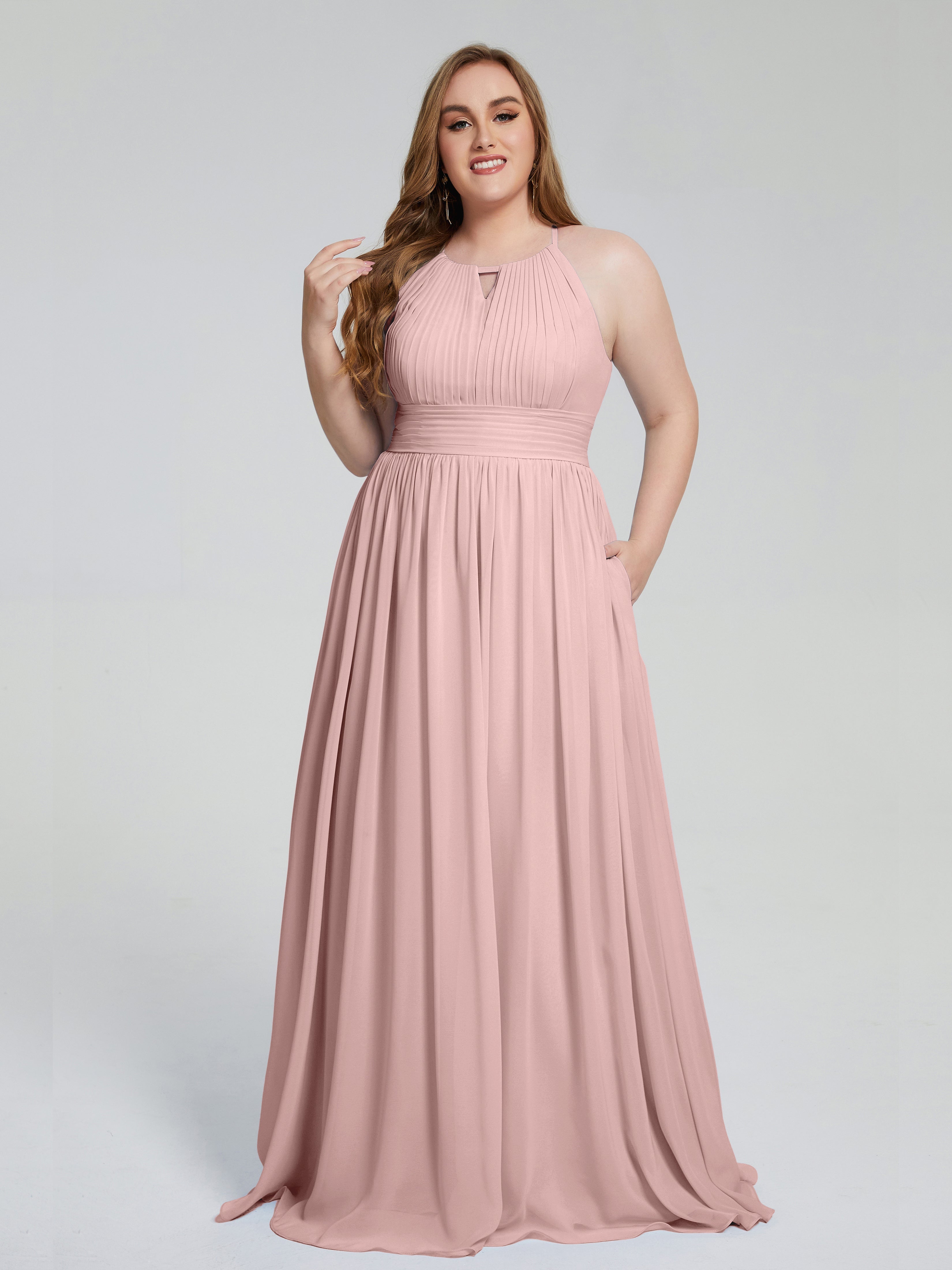 Payton Gorgeous Halter Plus Size Long Bridesmaid Dresses