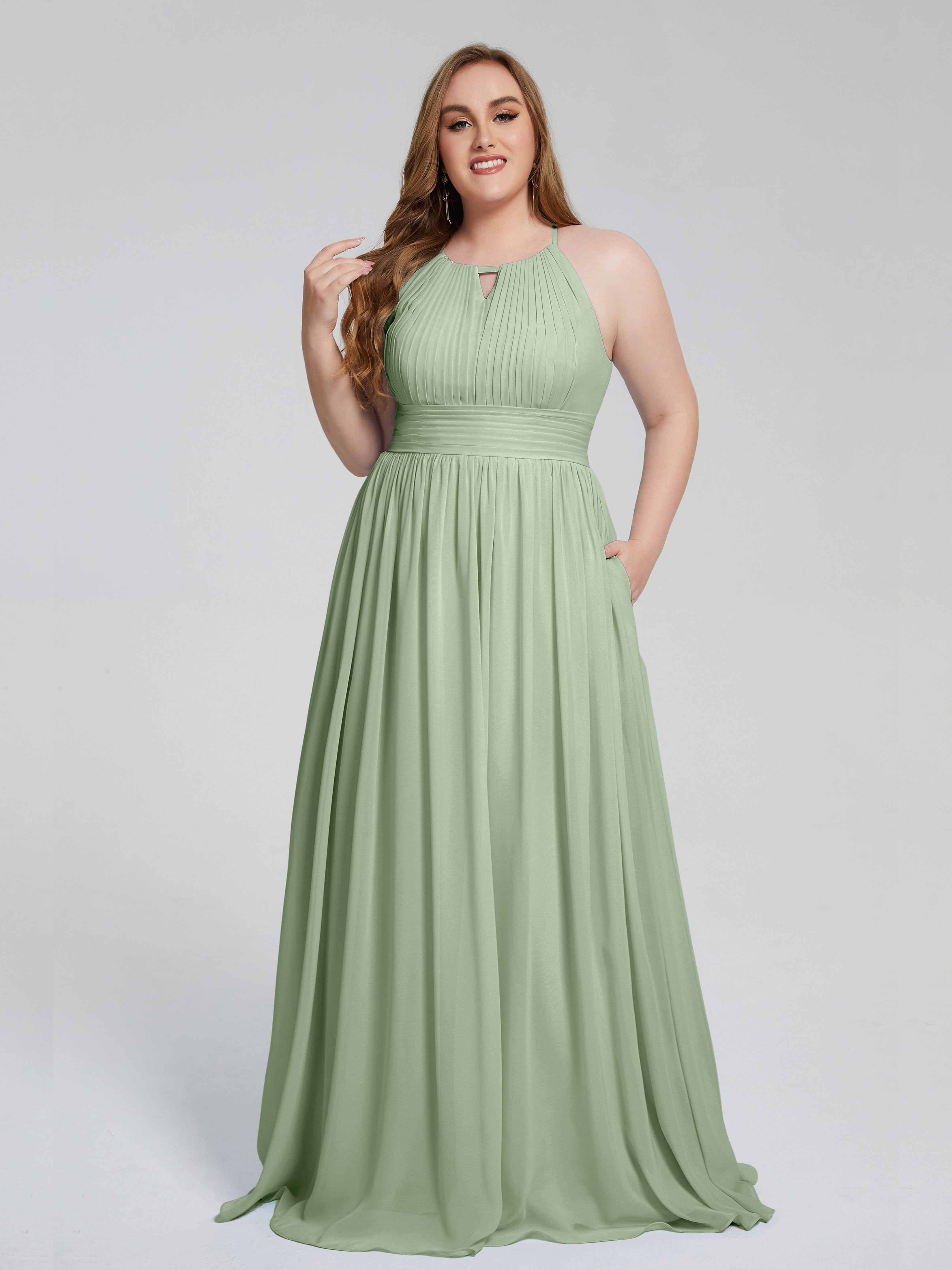 Payton Gorgeous Halter Plus Size Long Bridesmaid Dresses